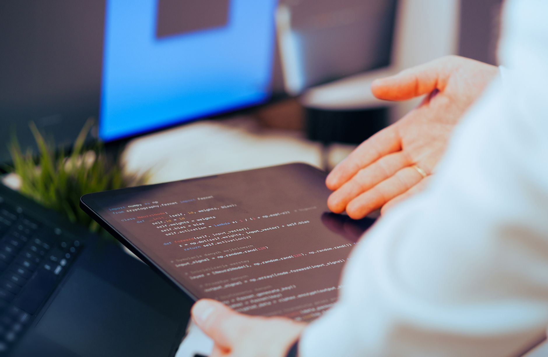 Developer working on an app at a computer