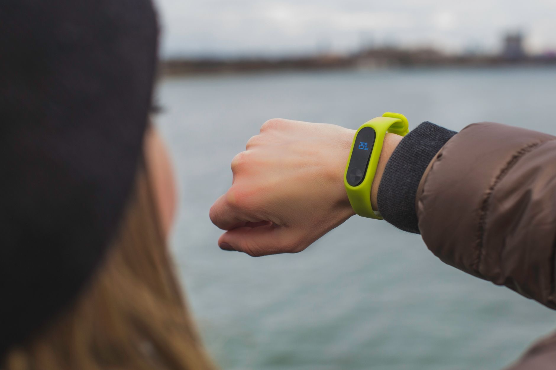 Smartwatch on a wrist during exercise