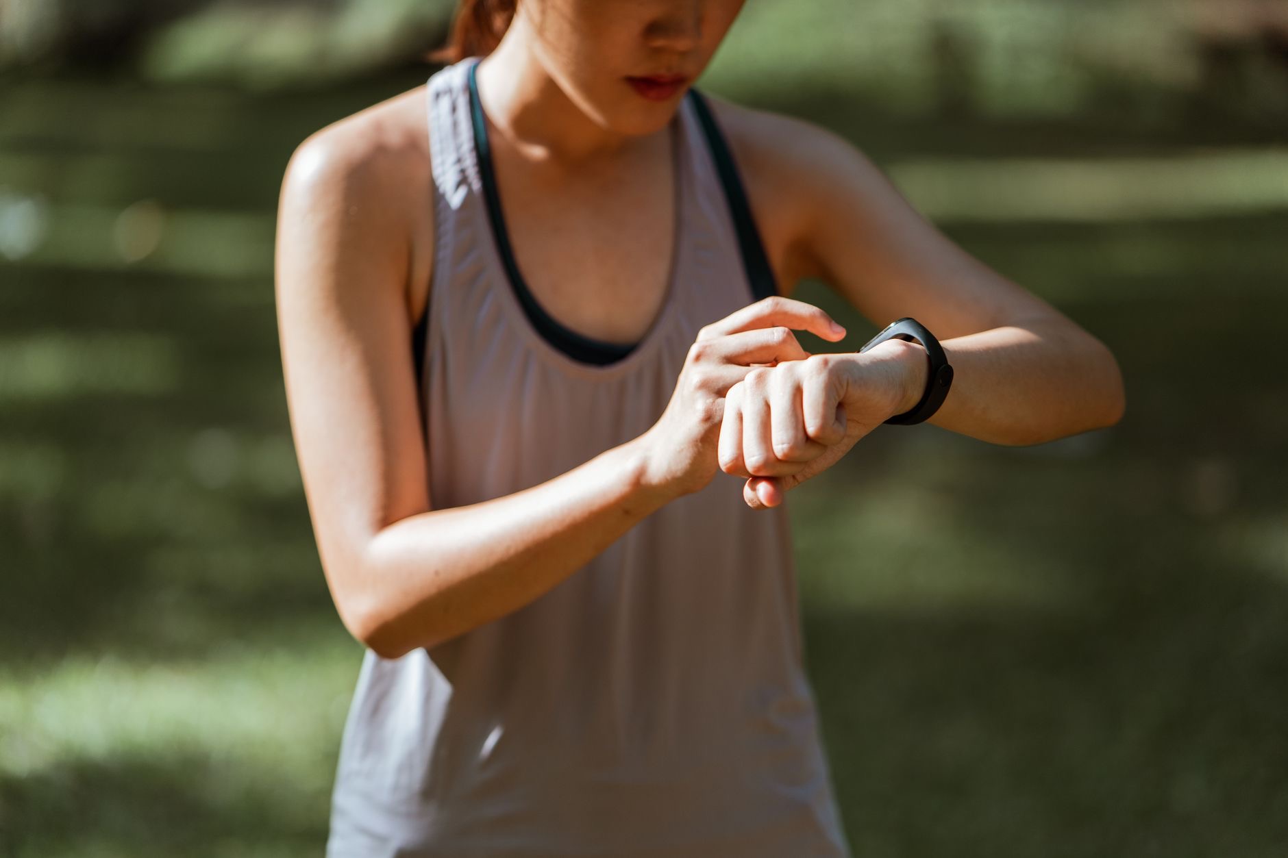 Smartwatch showing fitness data during a run