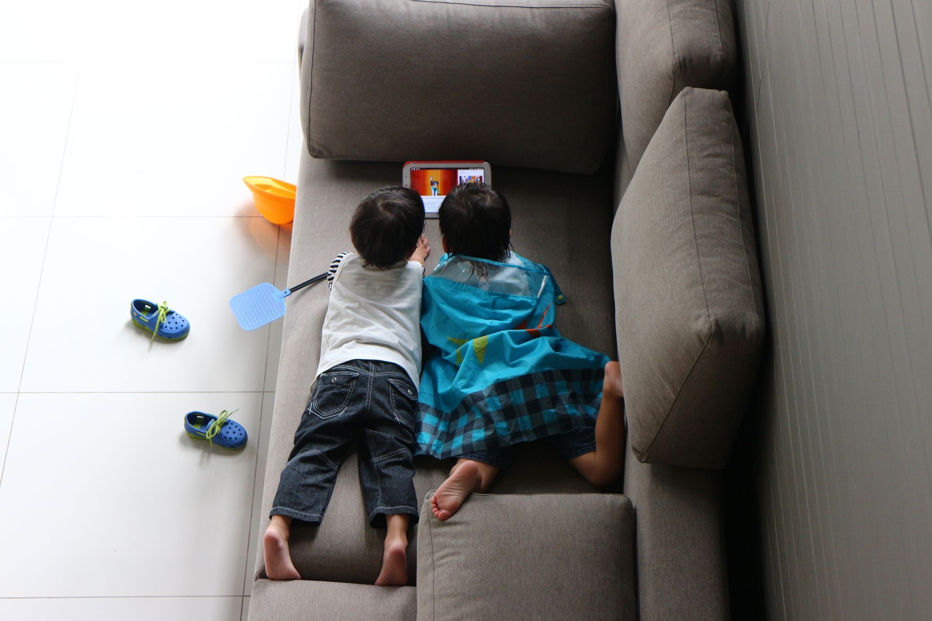 Tablet with a protective case for children