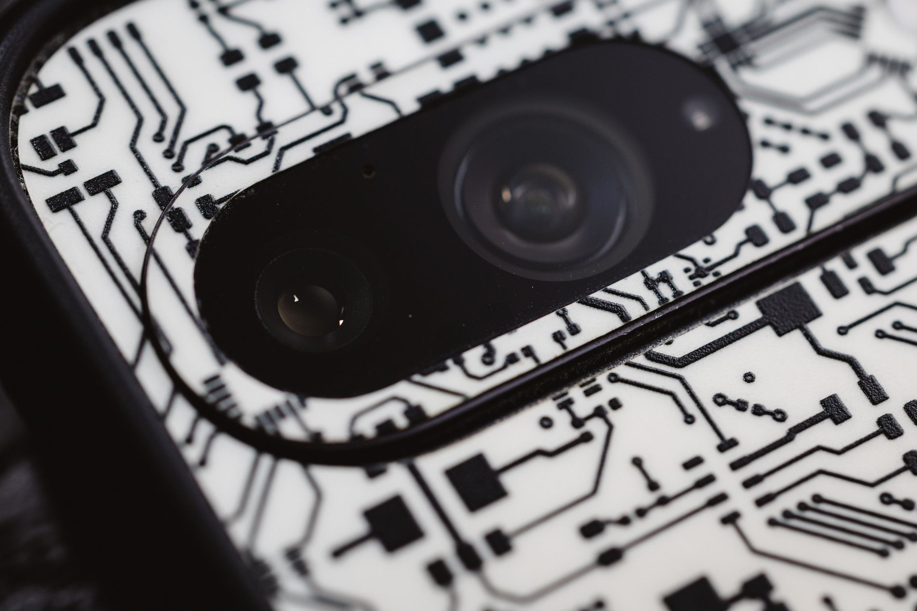 Close-up of a smartphone camera lens system