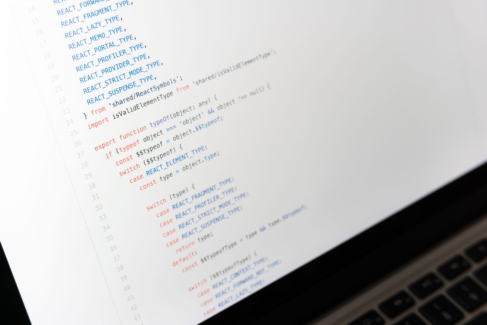Code editor open on a laptop screen