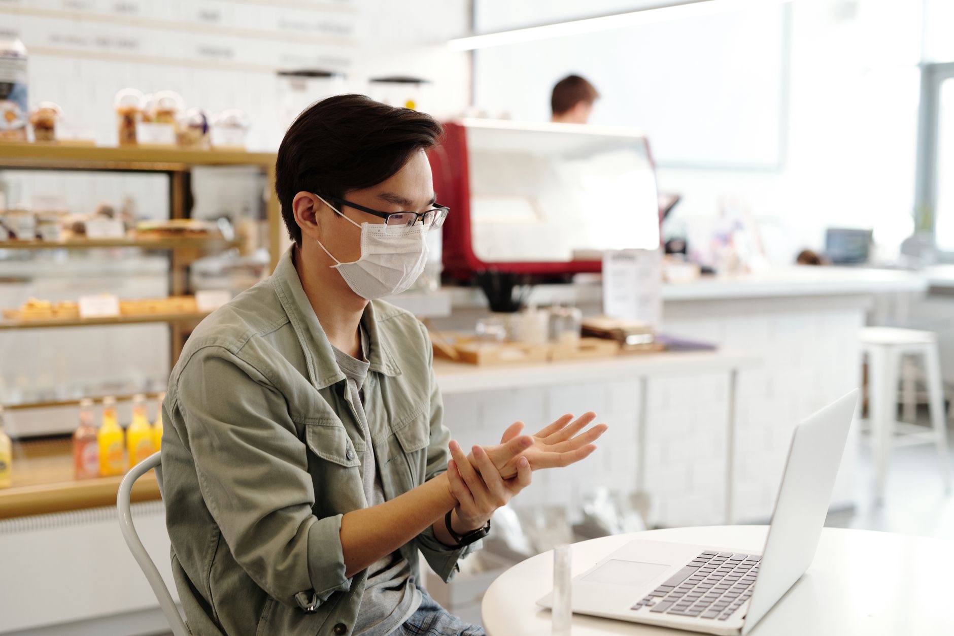 Person working safely on a laptop