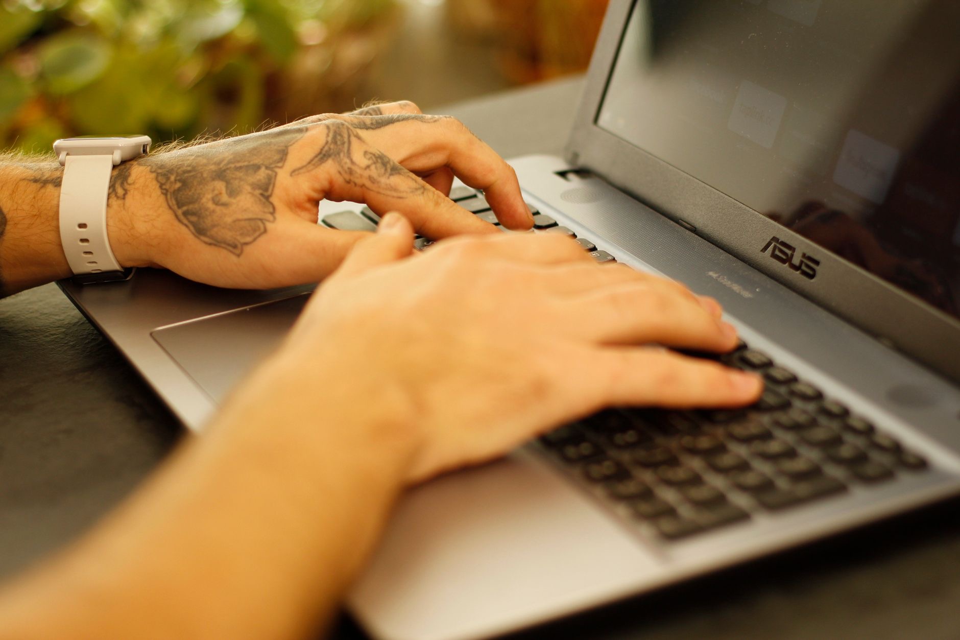 A person working on a laptop