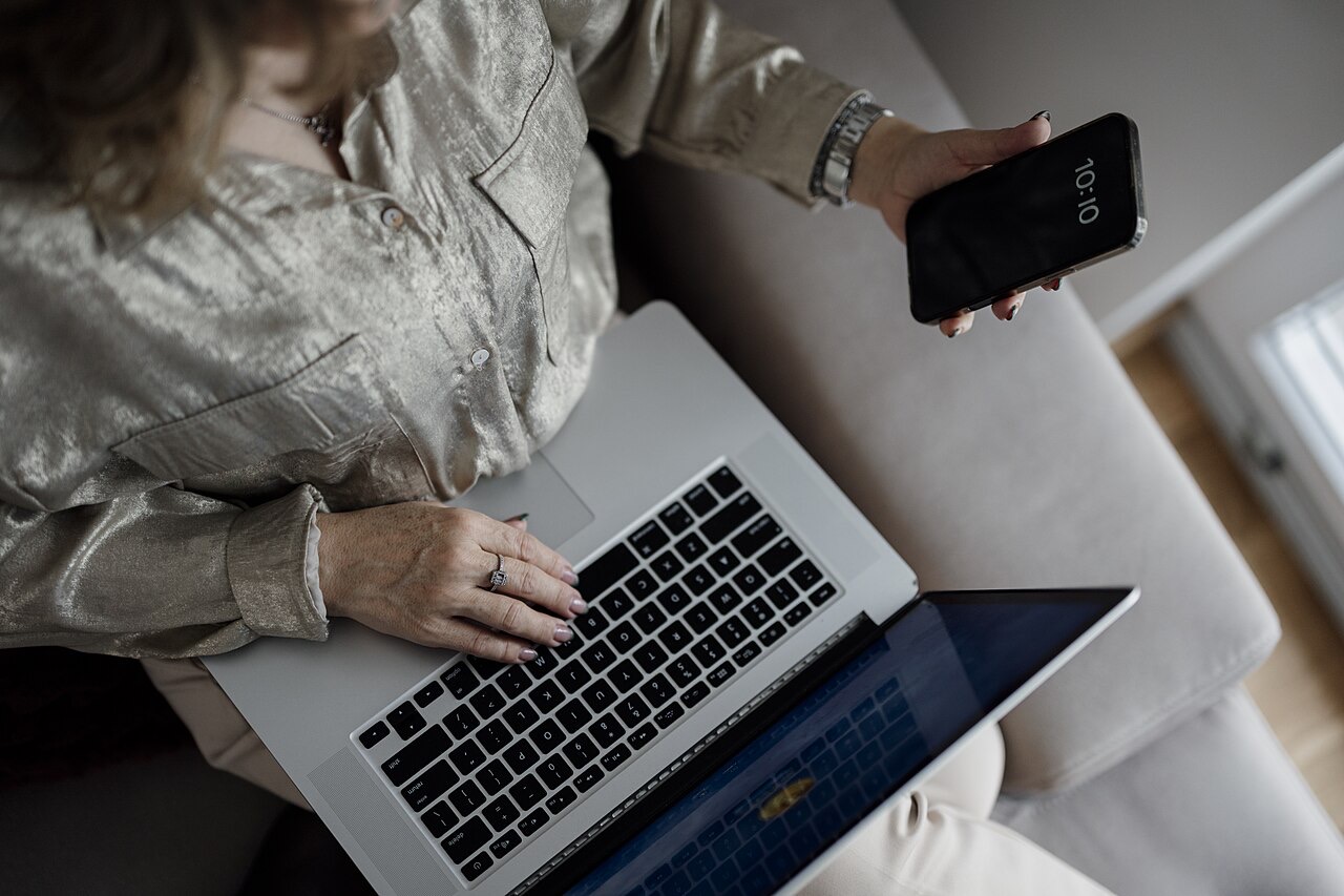 A person using a smartphone