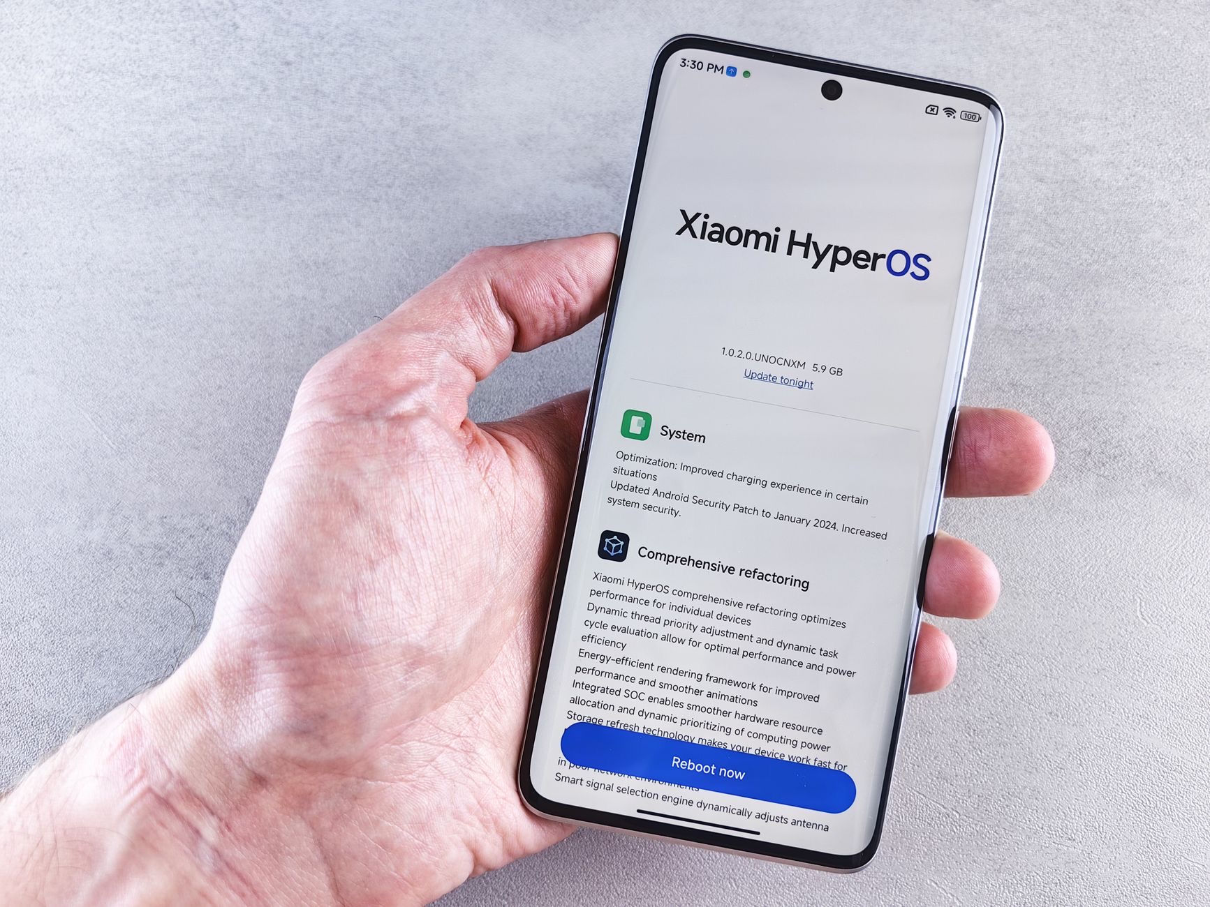 Person checking for a software update on a phone