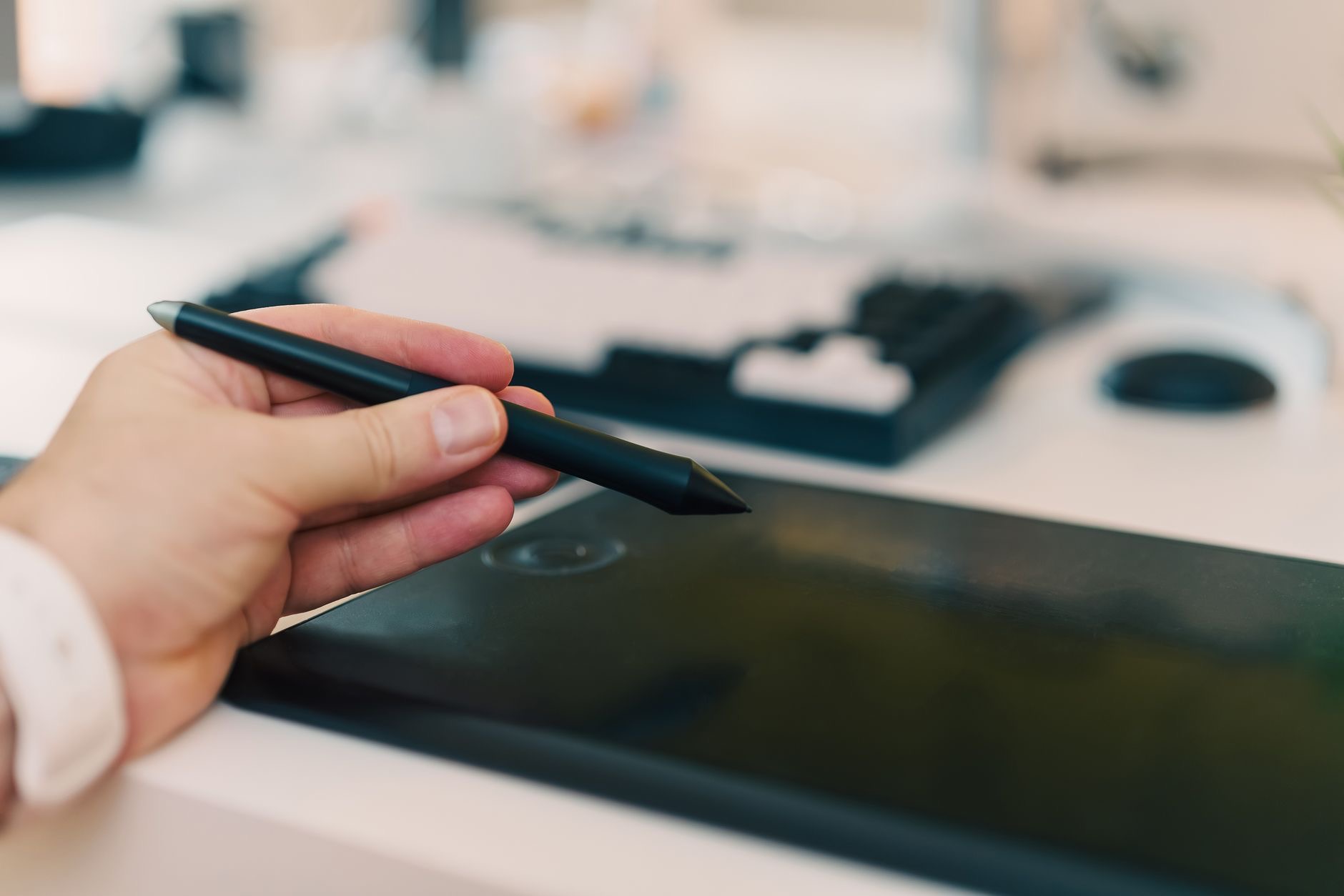 Drawing on an iPad tablet with a stylus
