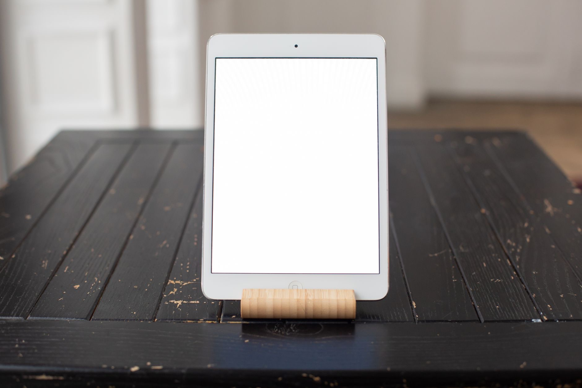 A tablet resting on a table
