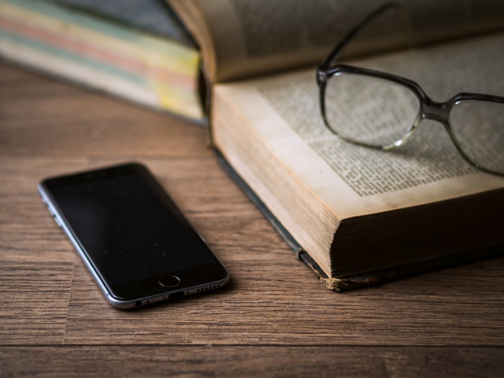 Smartphone resting on a desk