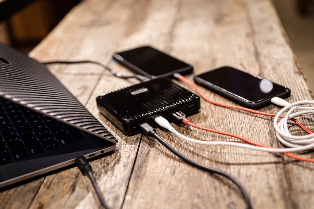A smartphone being charged