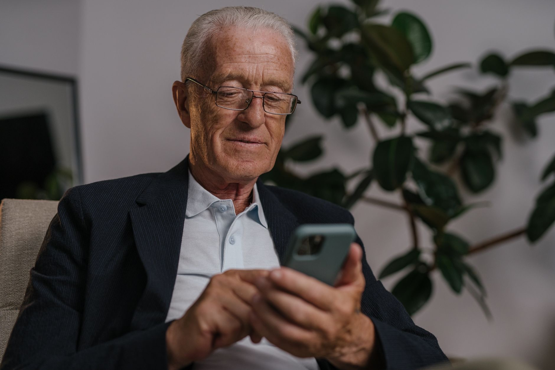 An older person using a smartphone