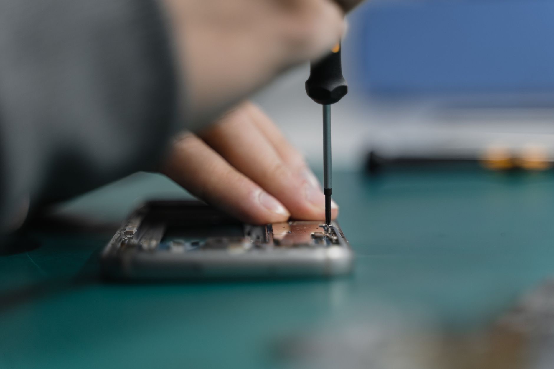 A phone being repaired