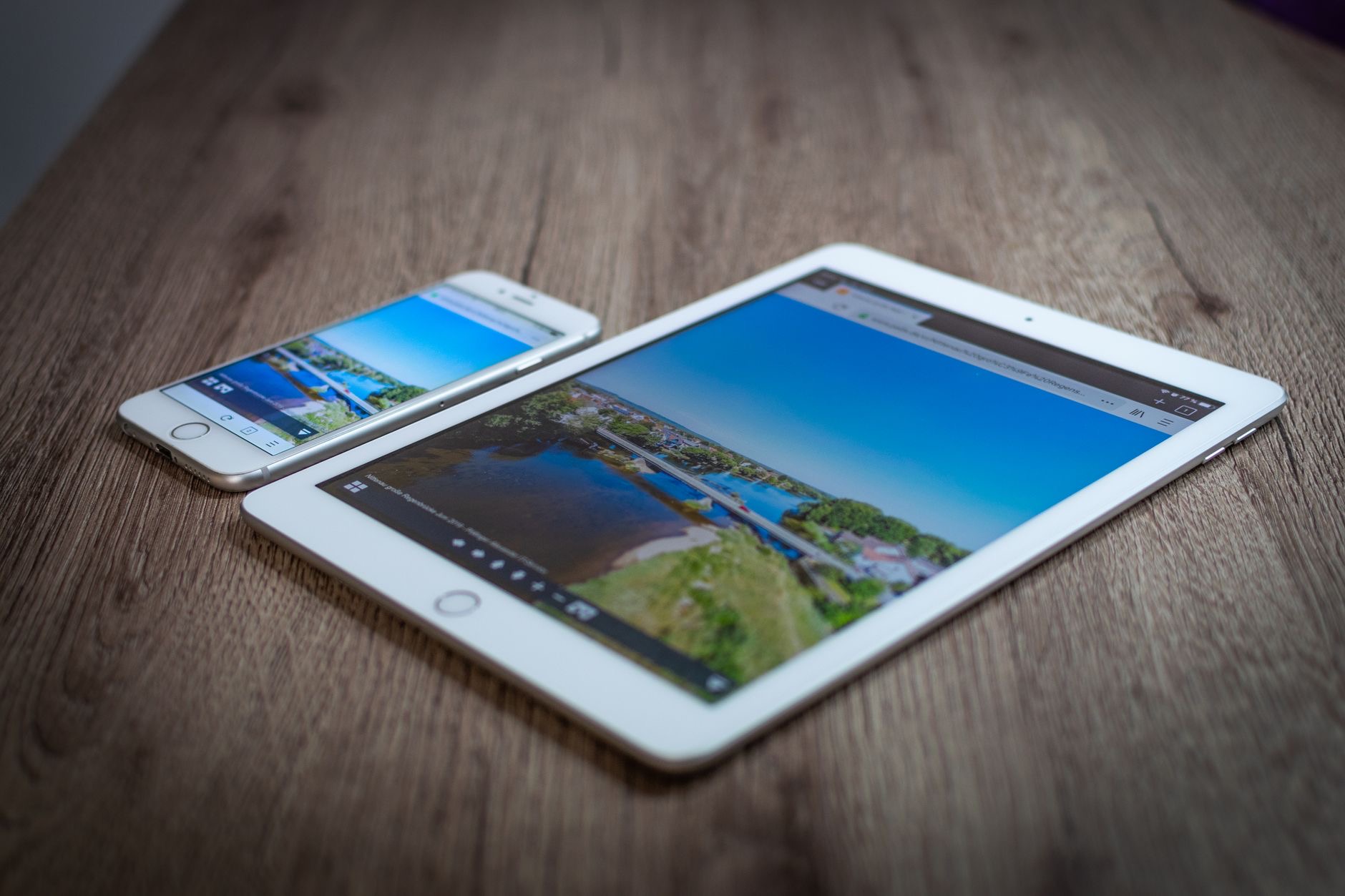 A tablet resting on a table at home