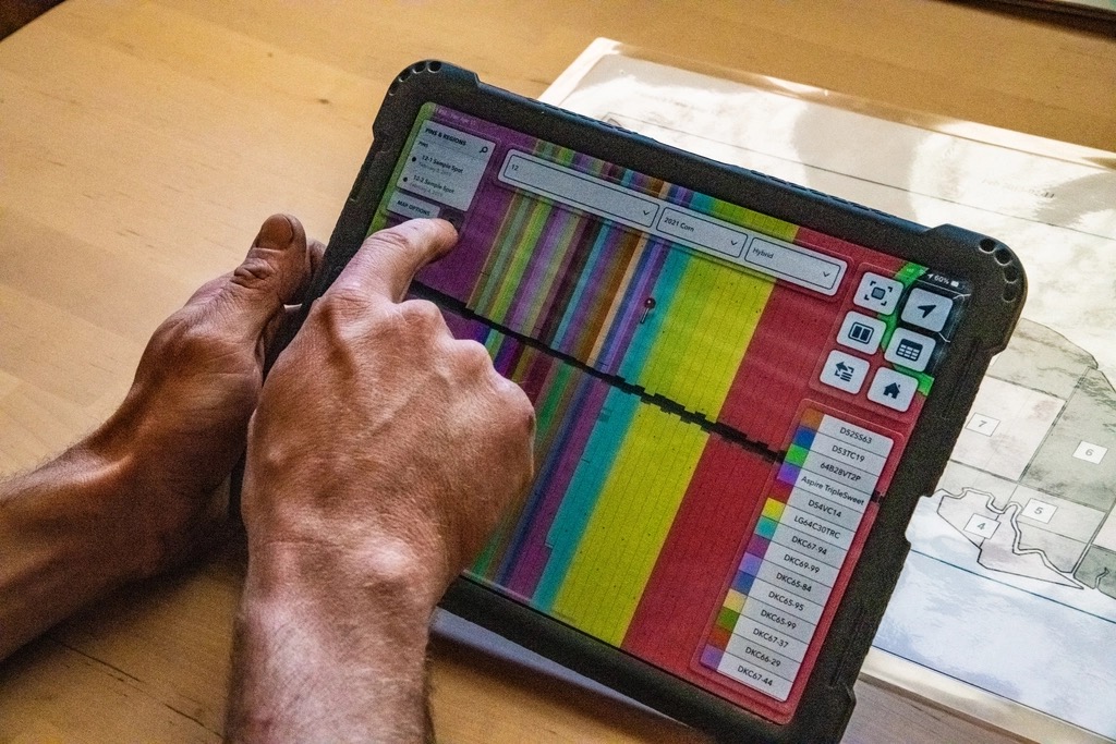 A person using a touchscreen tablet