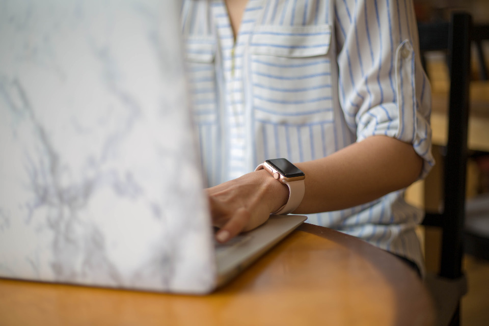 A person using a laptop