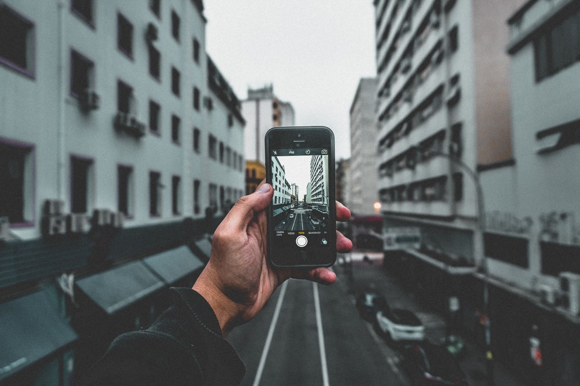 Traveler using a phone abroad