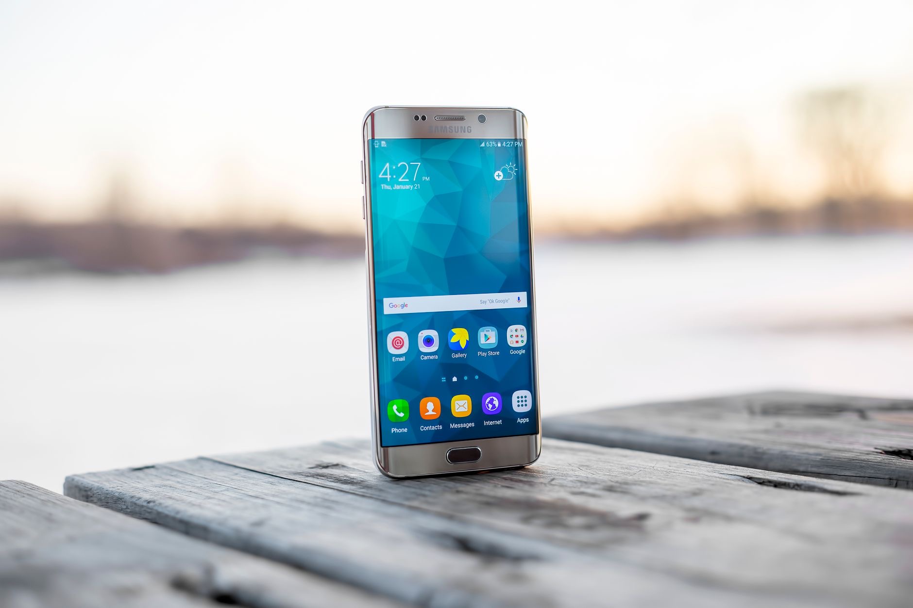 A smartphone resting on a surface