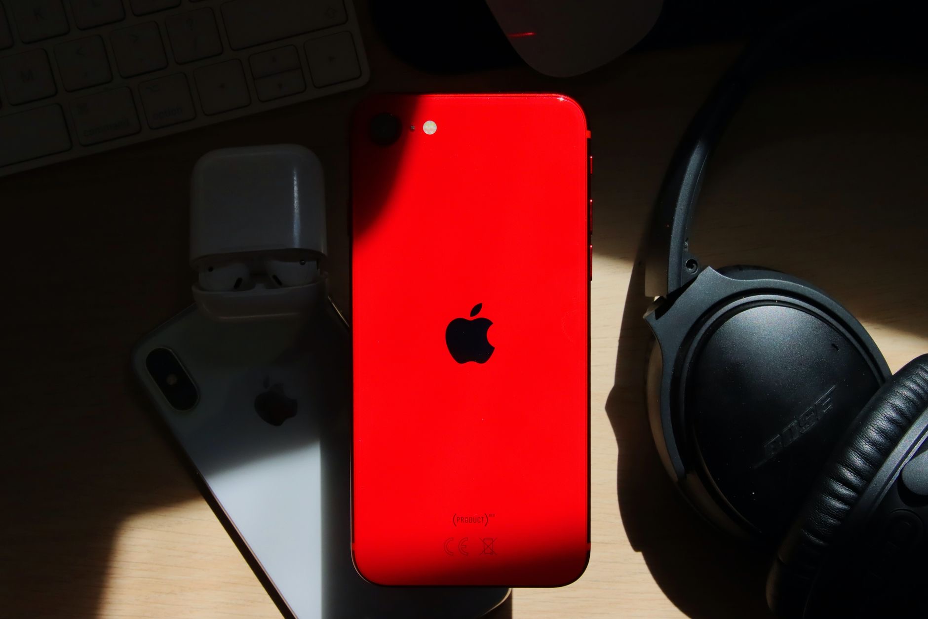 AirPods with an iPhone nearby