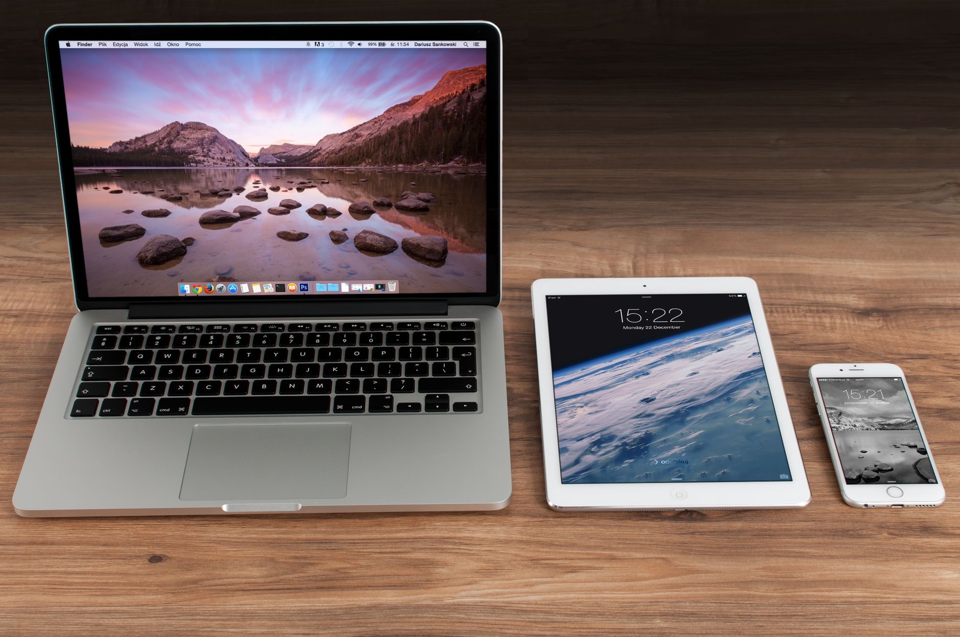 Apple devices working together on a desk