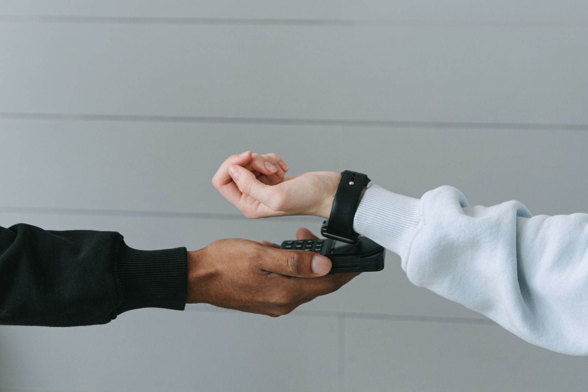 Person interacting with a smartwatch