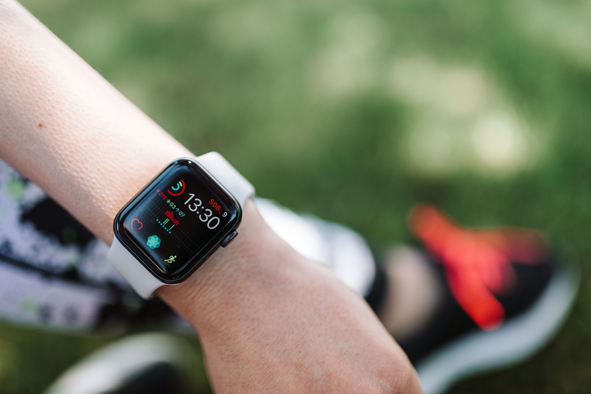 Smartwatch showing workout metrics