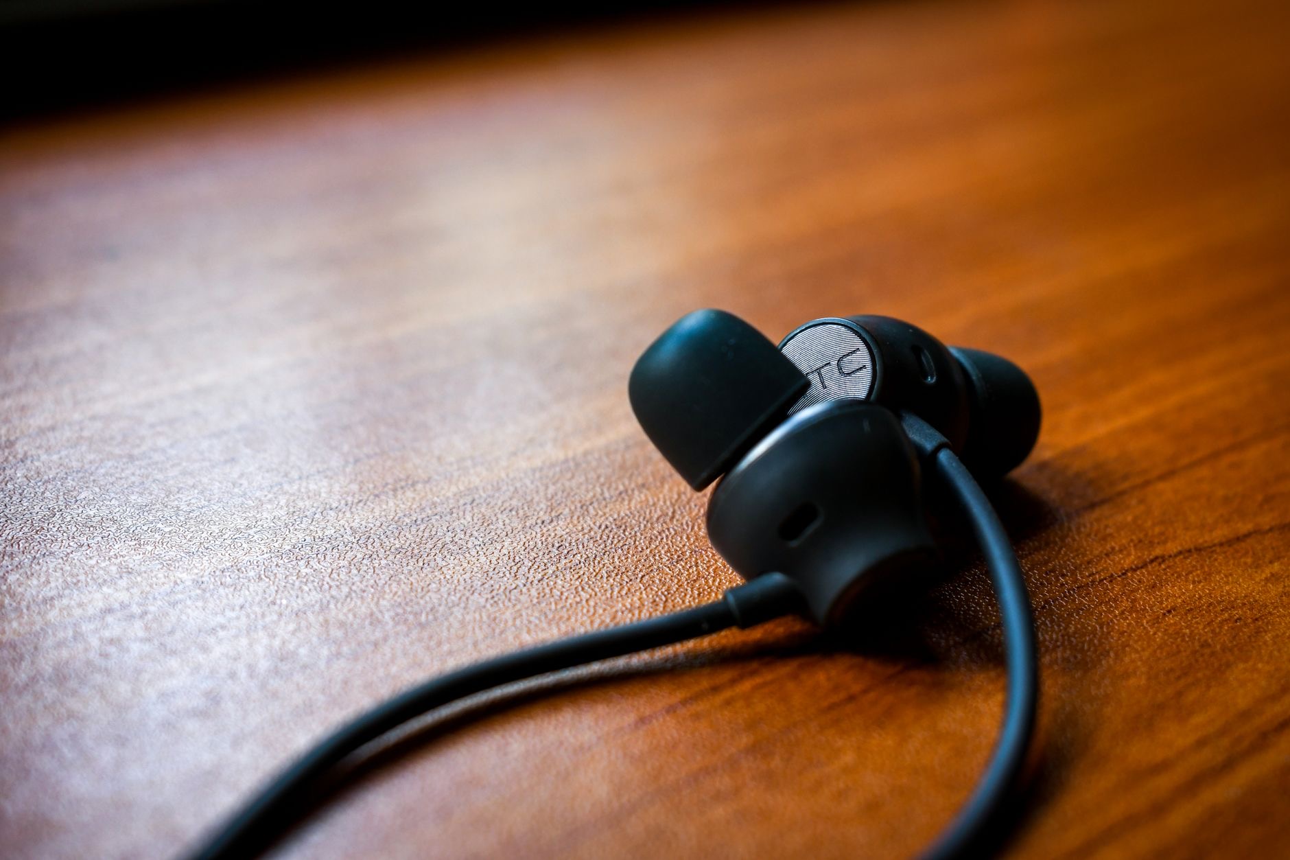 Close-up of wireless earbud ear tips