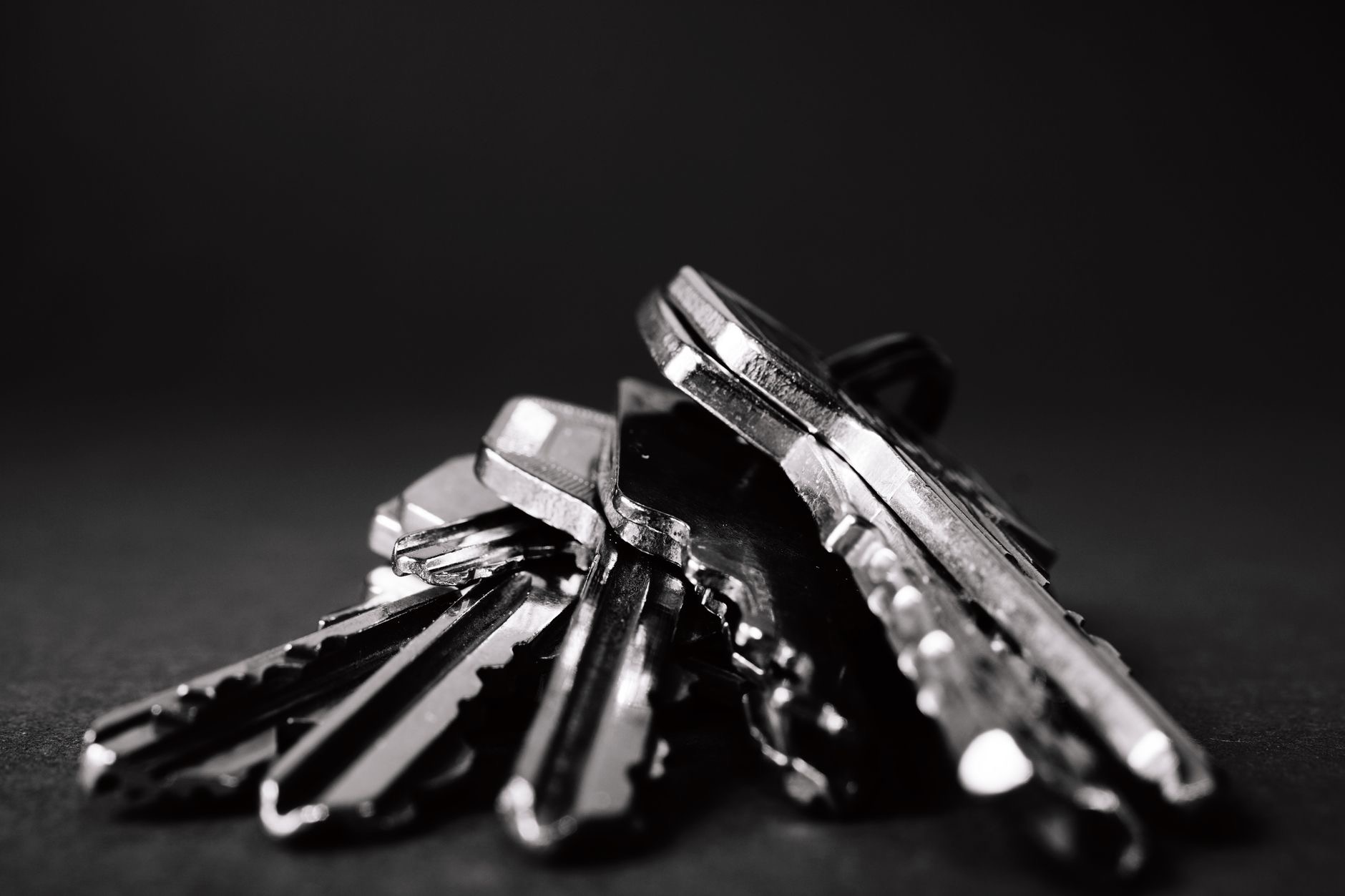 Close-up of keys with a tracker attached