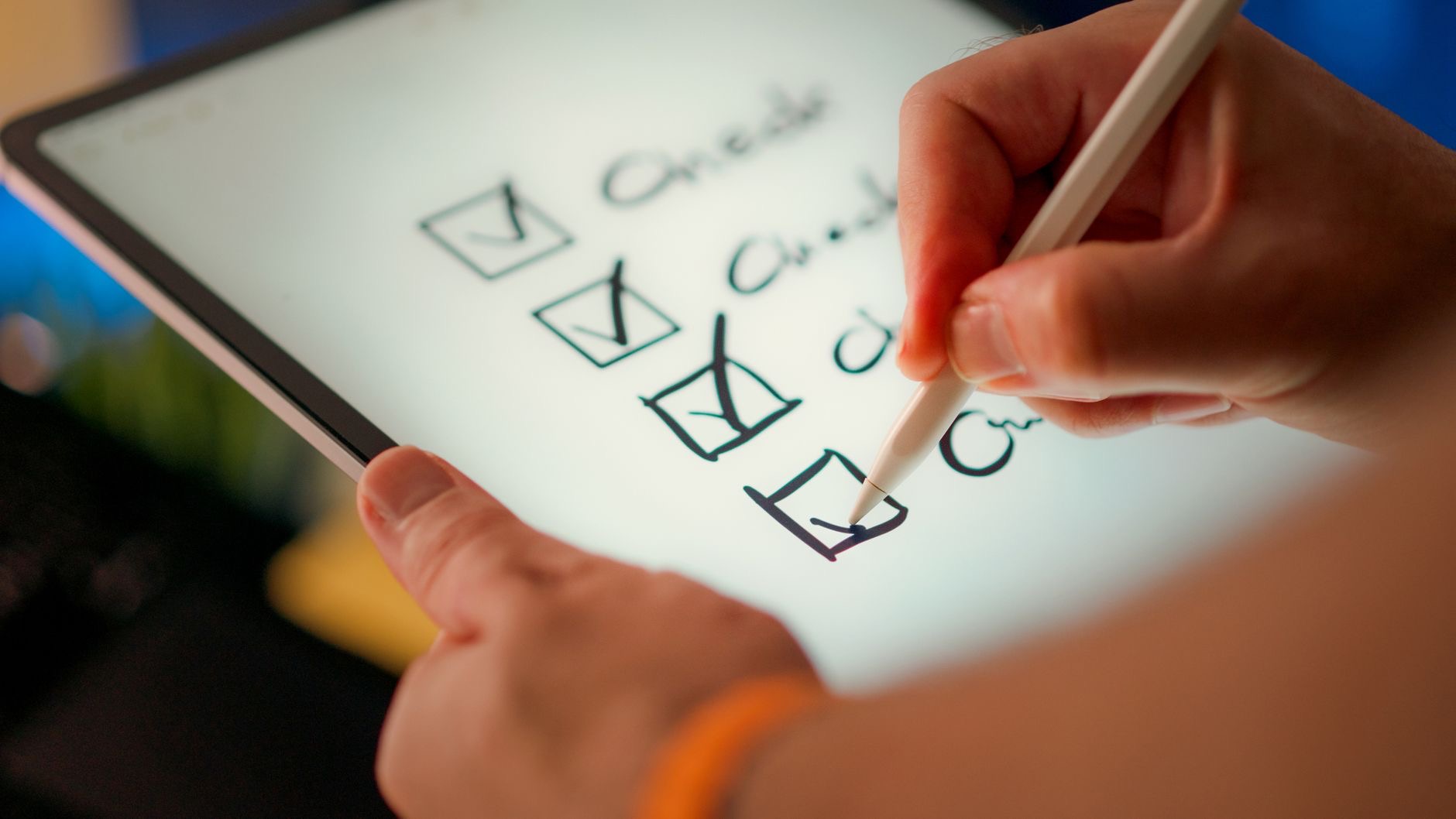Marking work on a tablet
