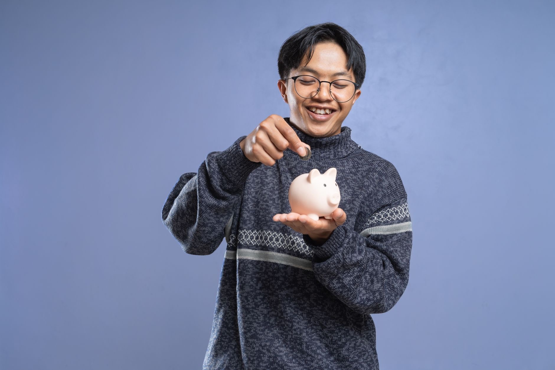 Person happily using a budget device