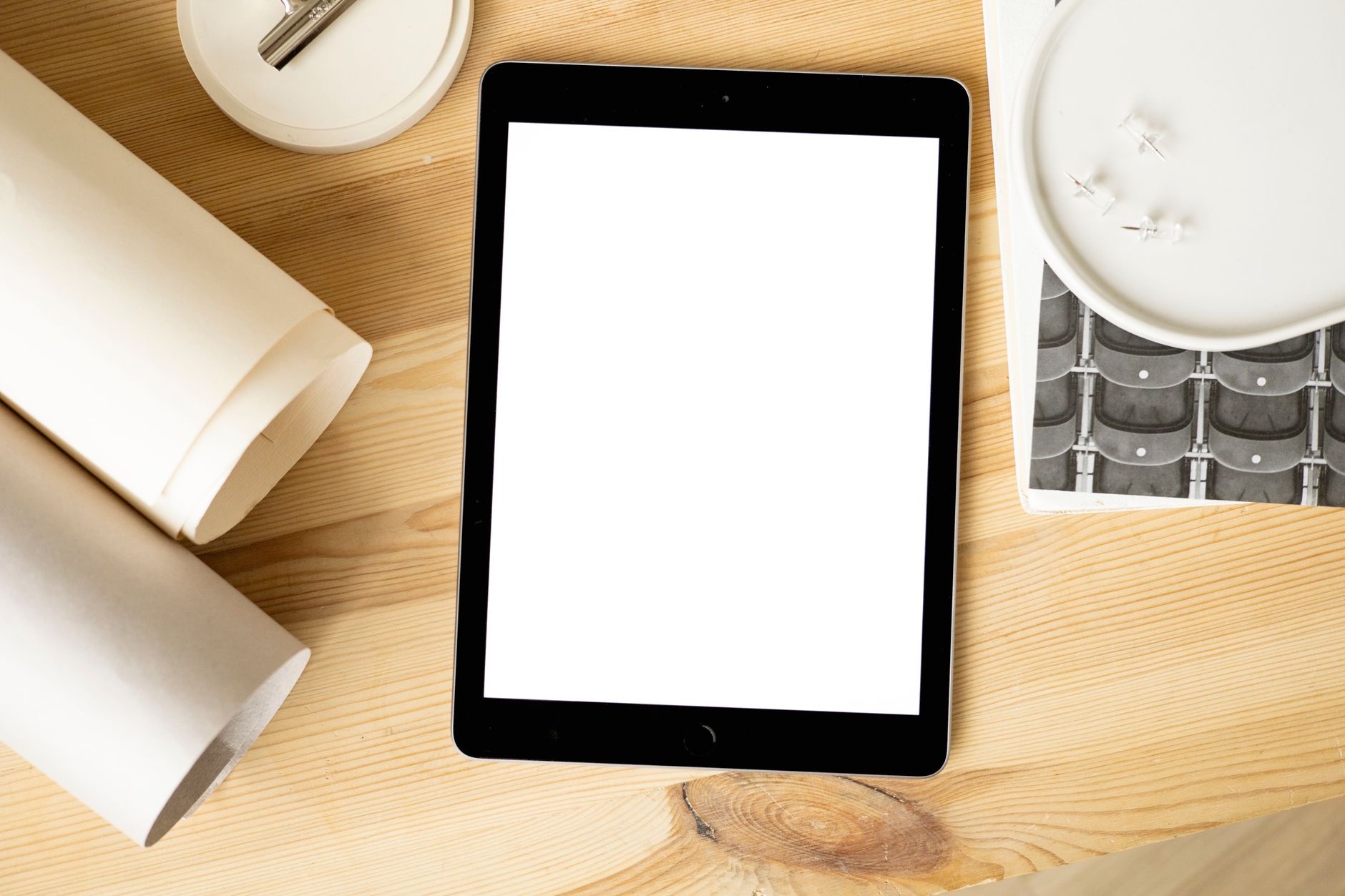 iPad on a table ready to use
