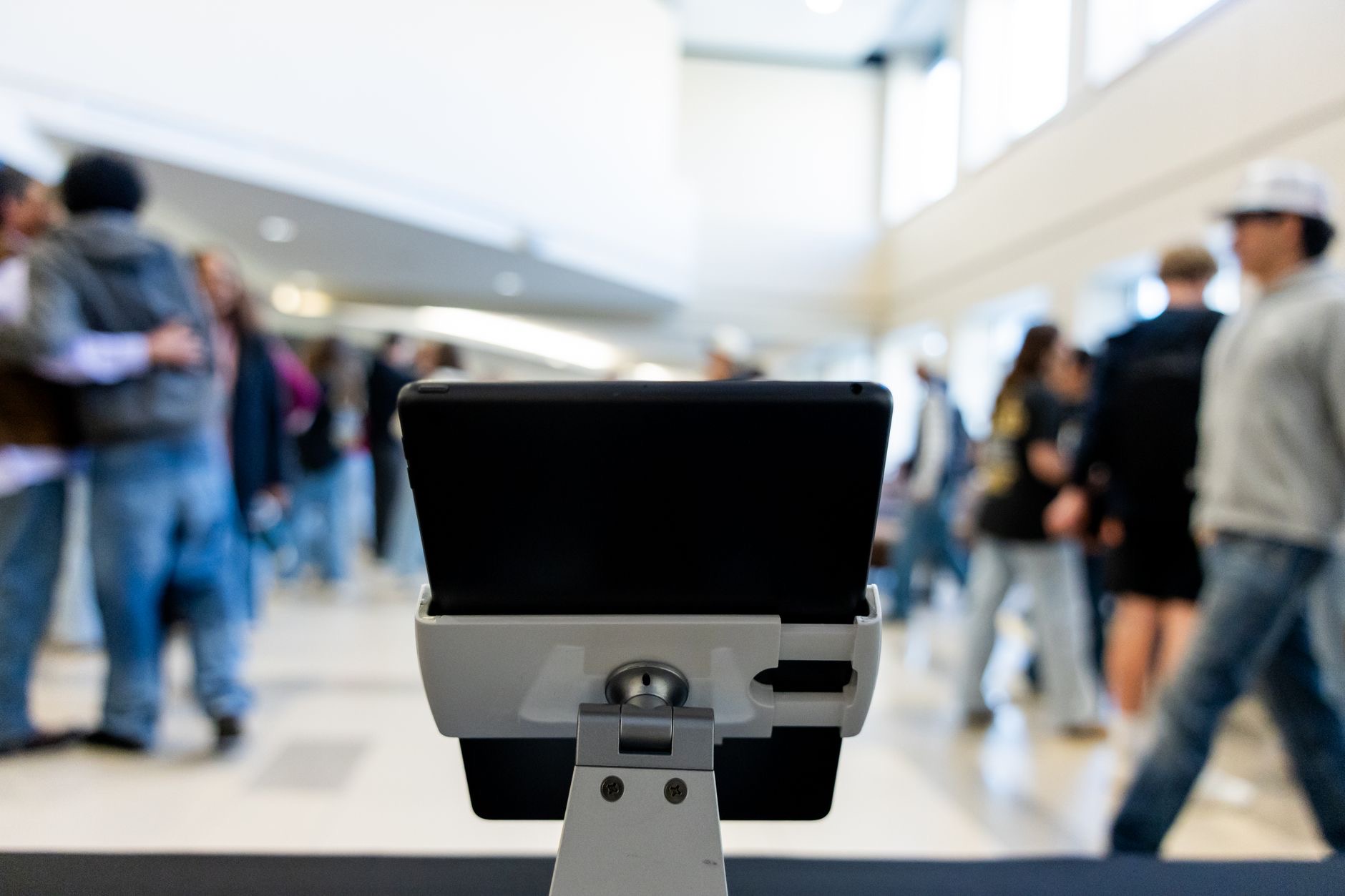 iPad showing video on a stand
