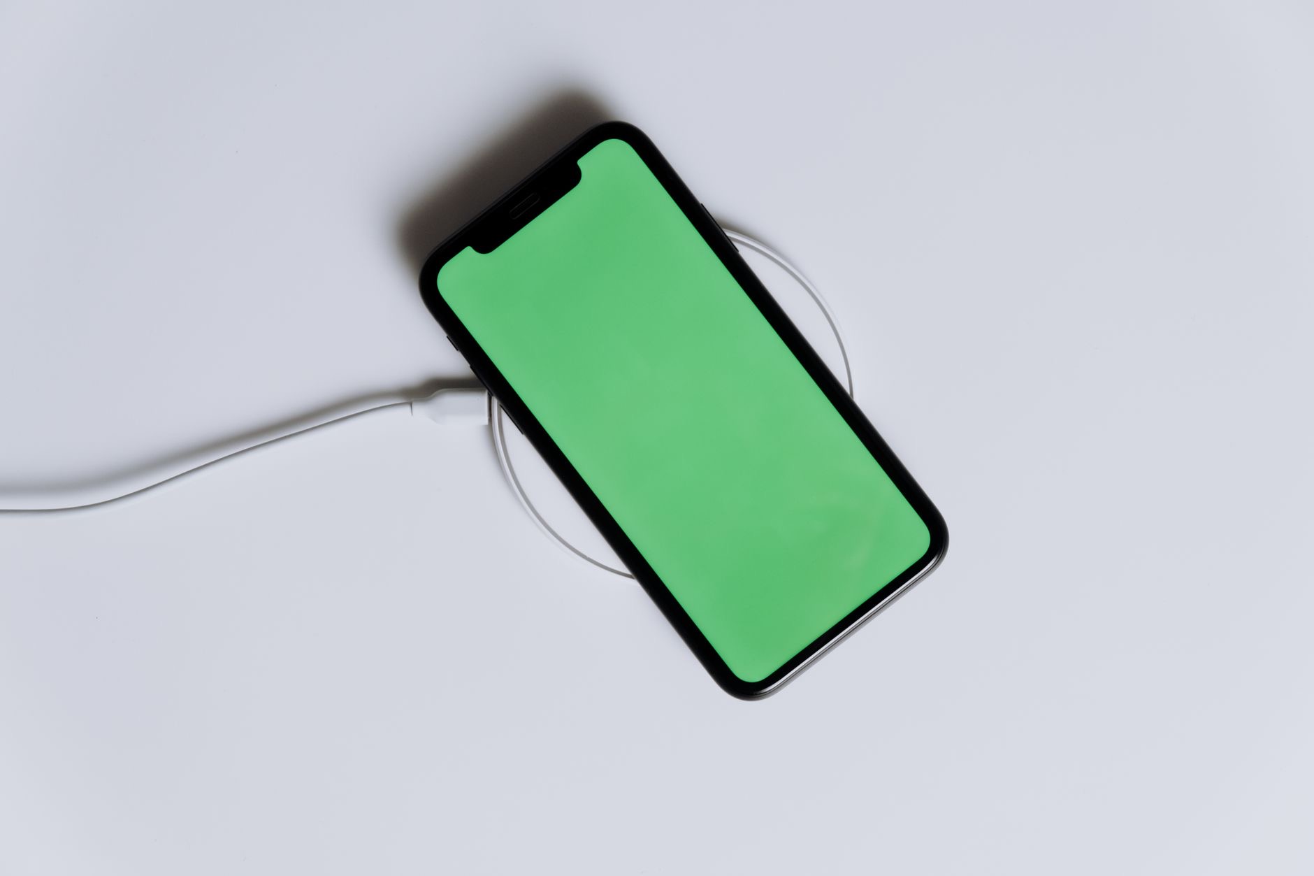 A phone charging wirelessly