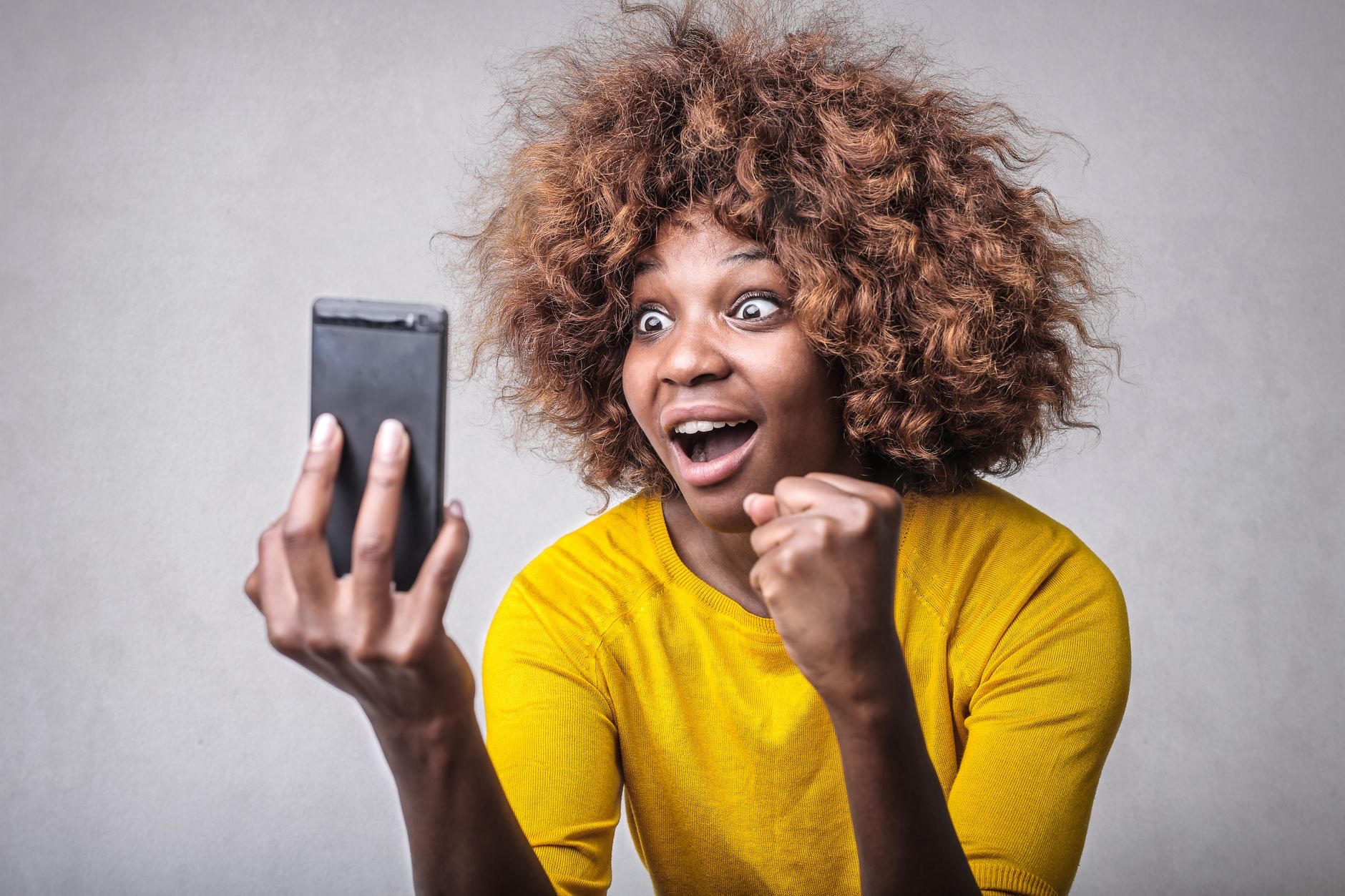 New iPhone user smiling