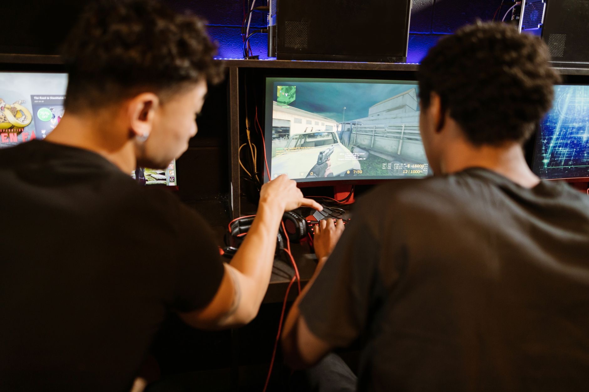 Close-up of a Mac screen gaming