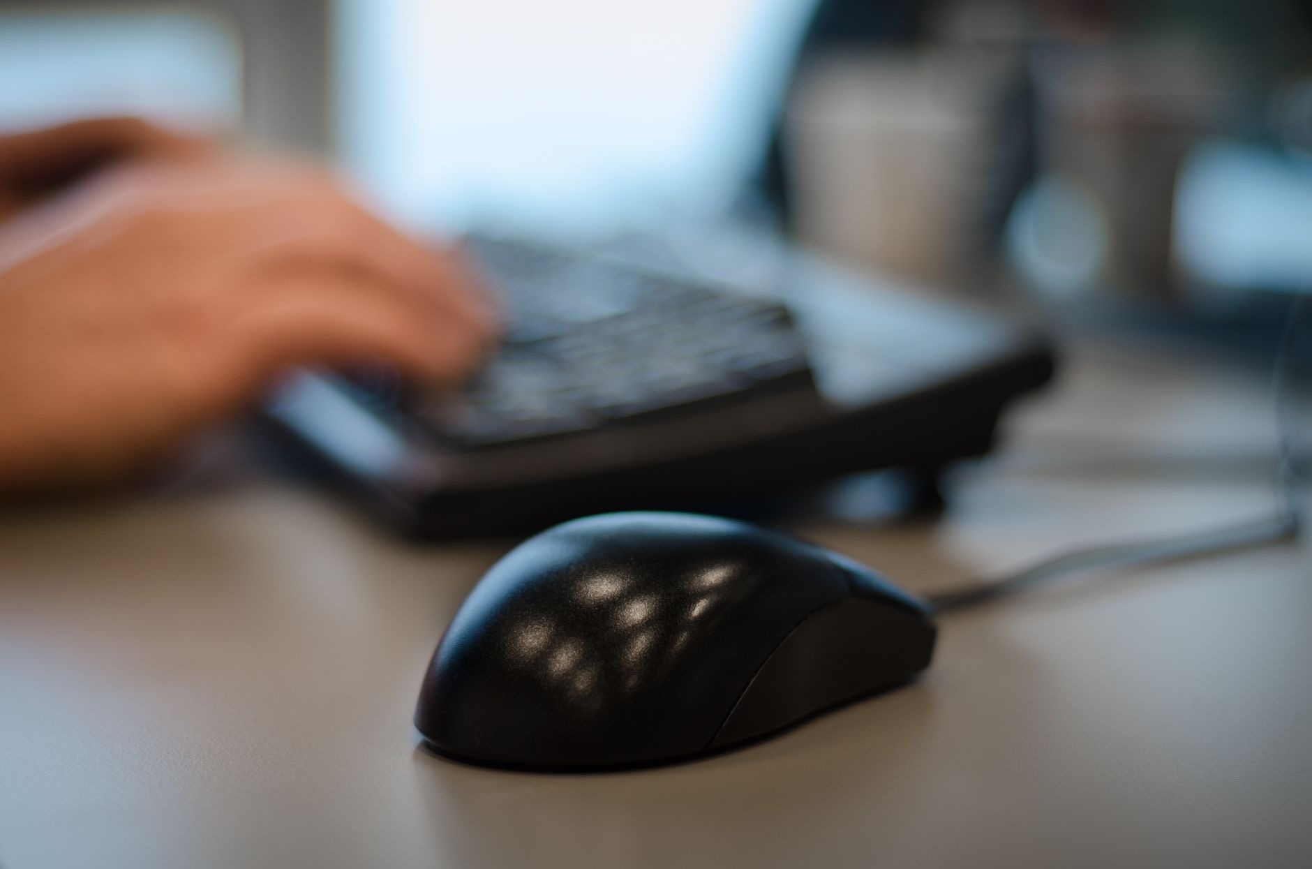 Close-up of a keyboard and mouse