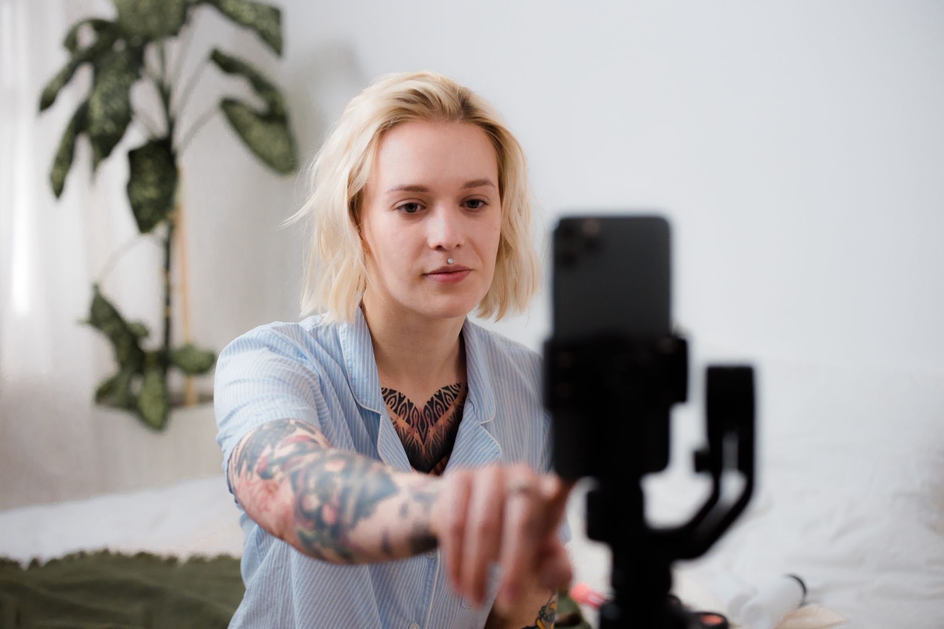 Person recording with a phone
