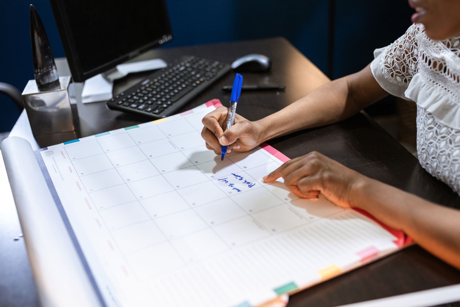 A calendar and a shopping plan