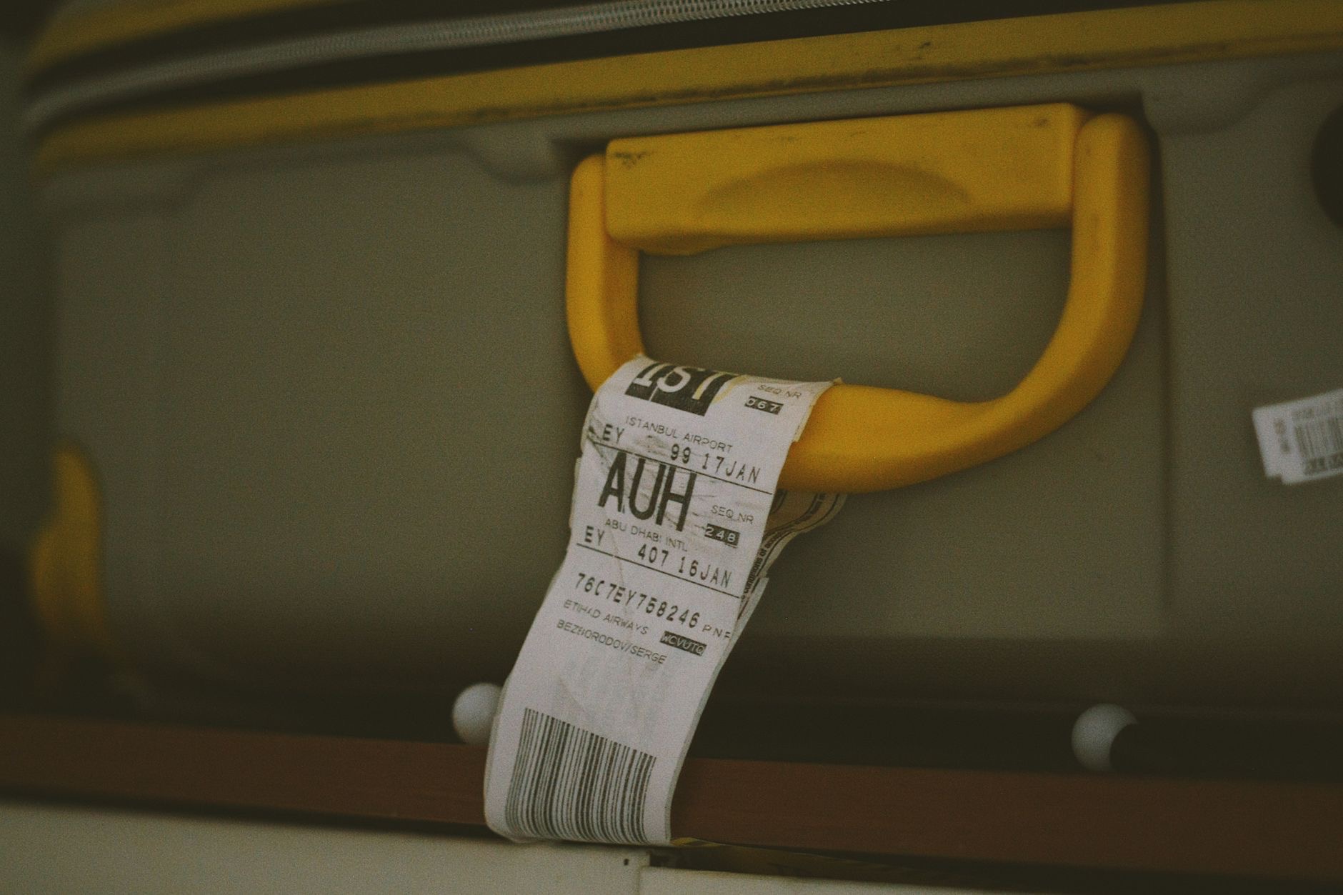 Luggage with a tracker attached