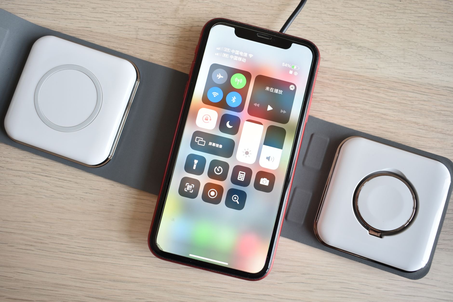 Close-up of a wireless charging pad