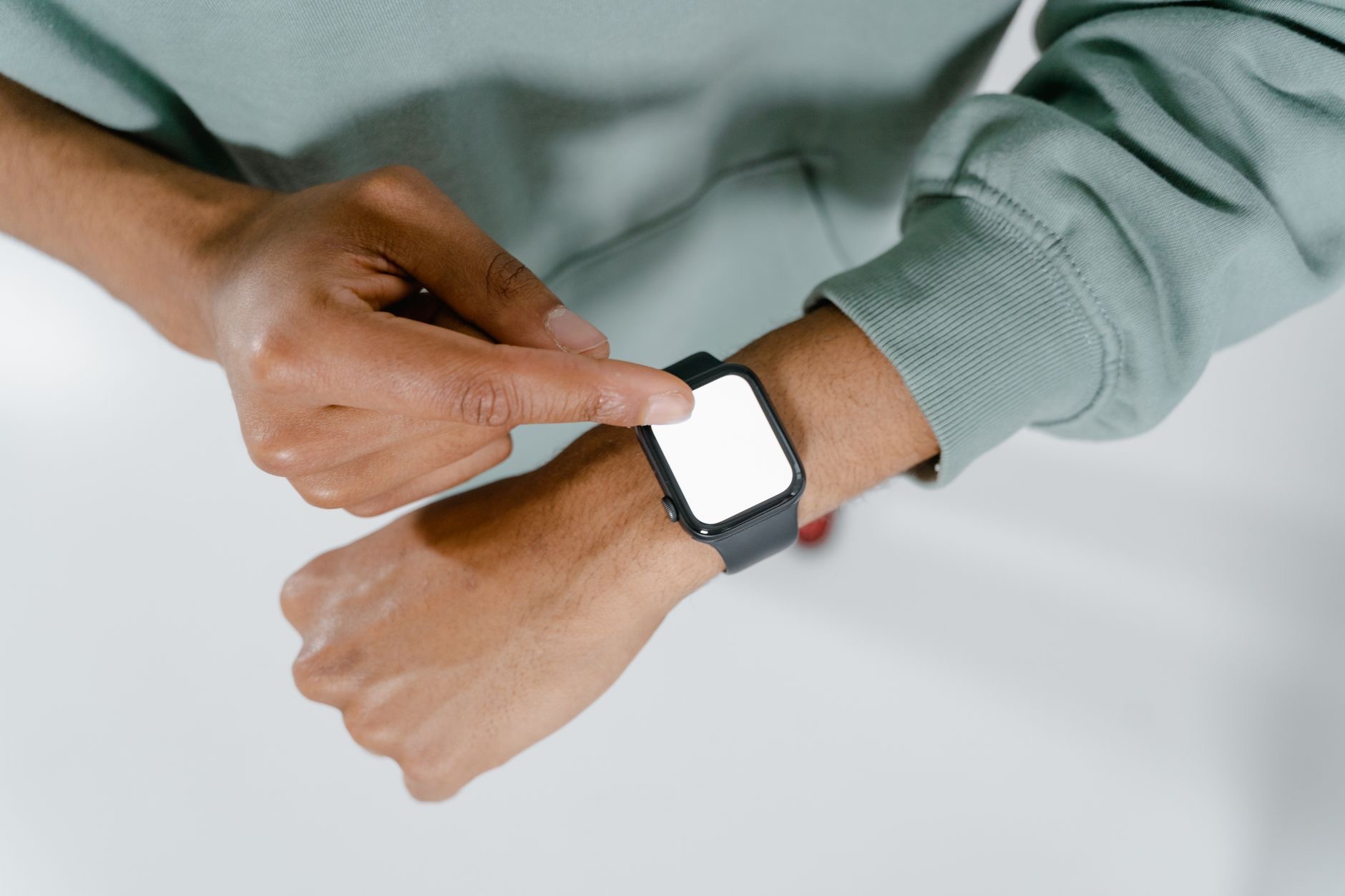 Person trying on a smartwatch