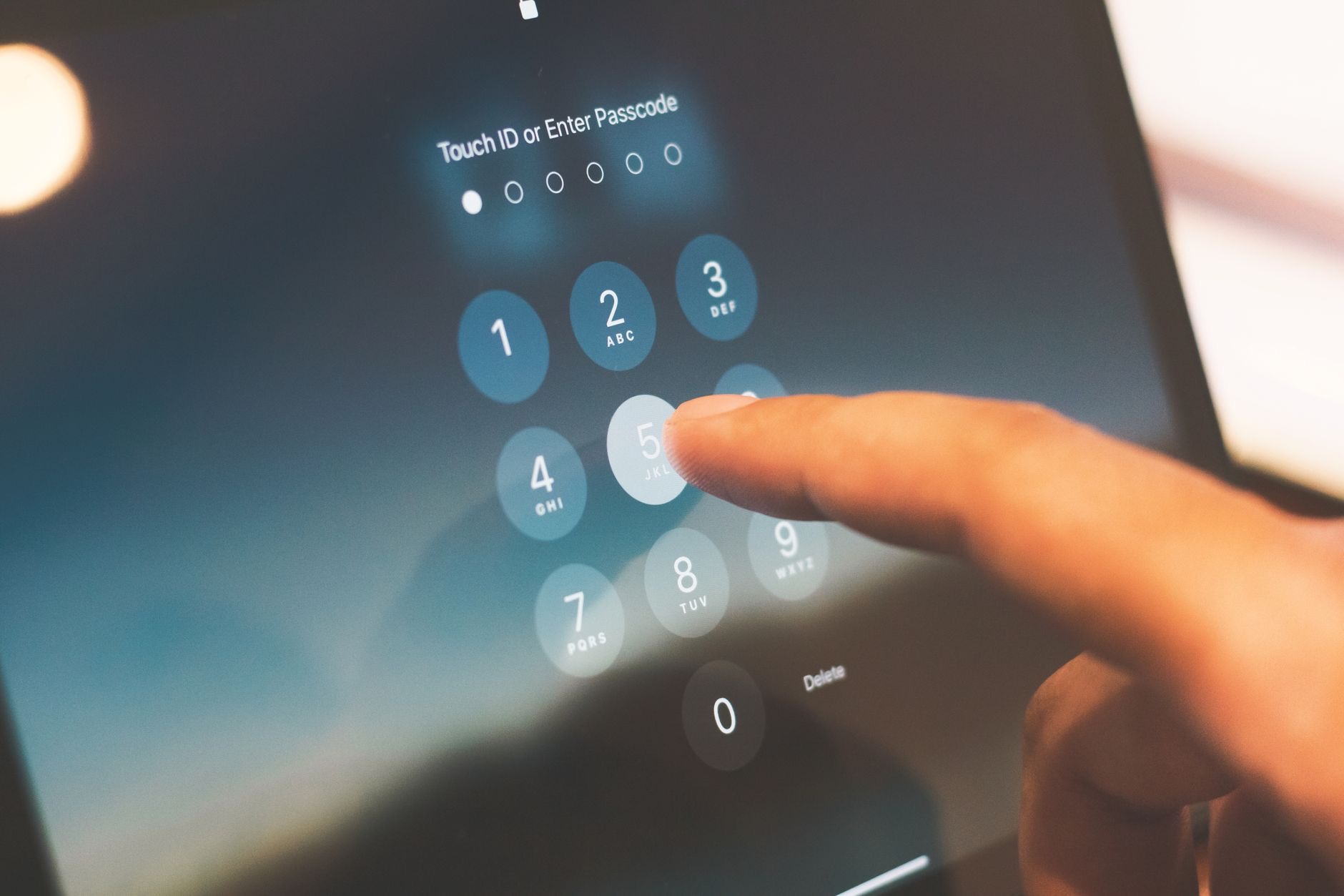 Close-up of a phone security screen