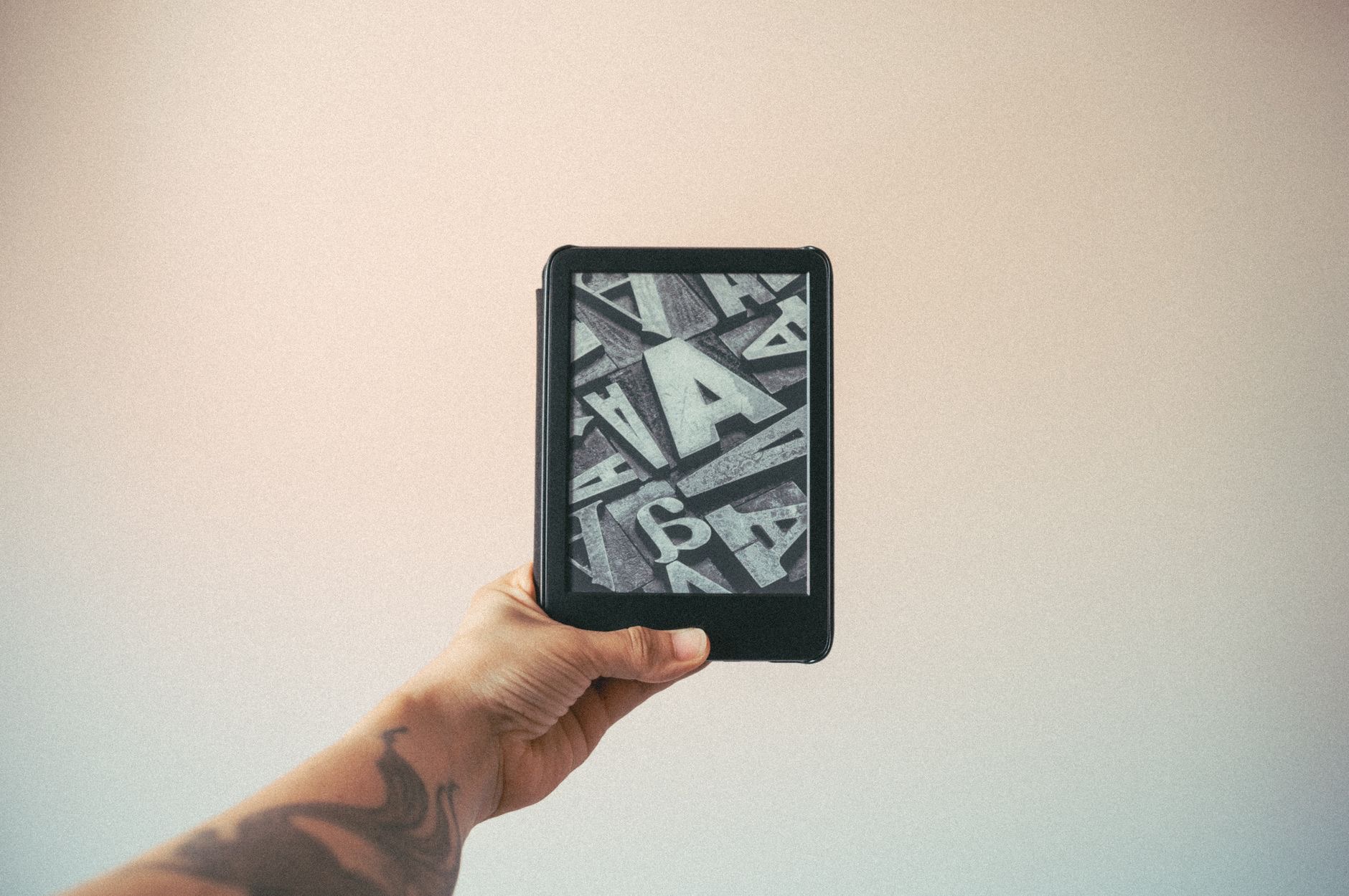 Large text on a tablet screen