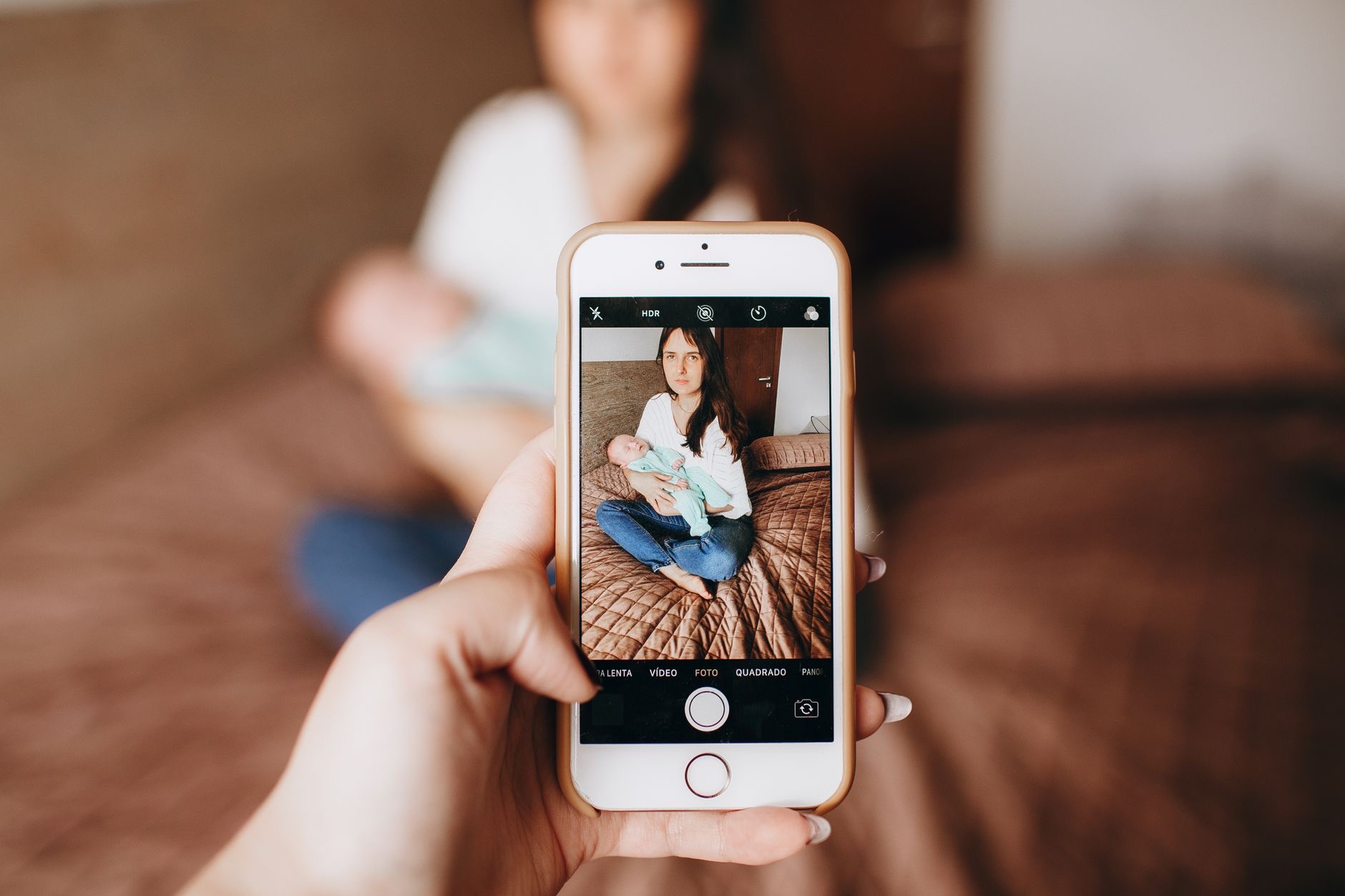 A parent configuring a phone
