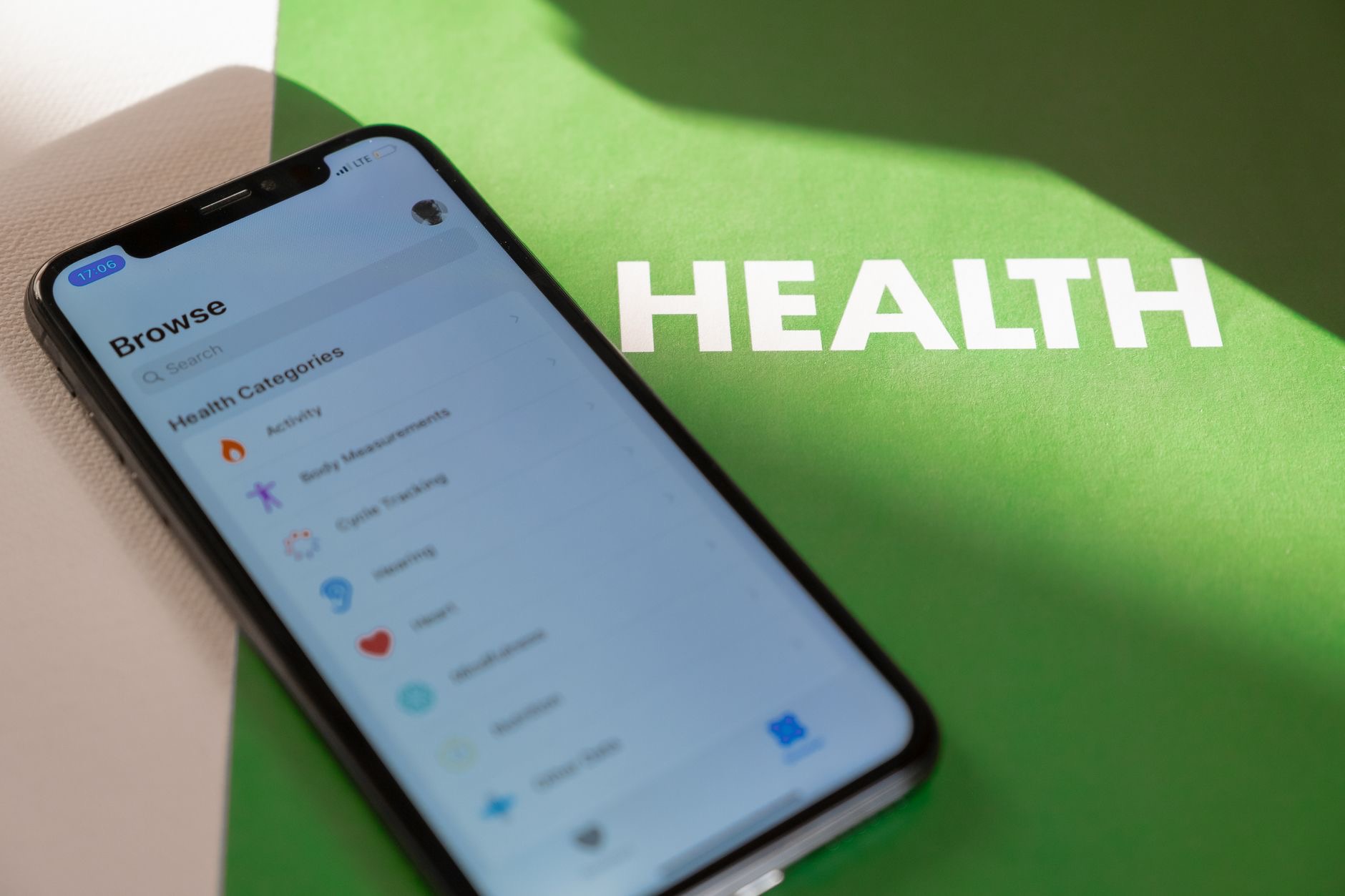 Close-up of a phone health screen