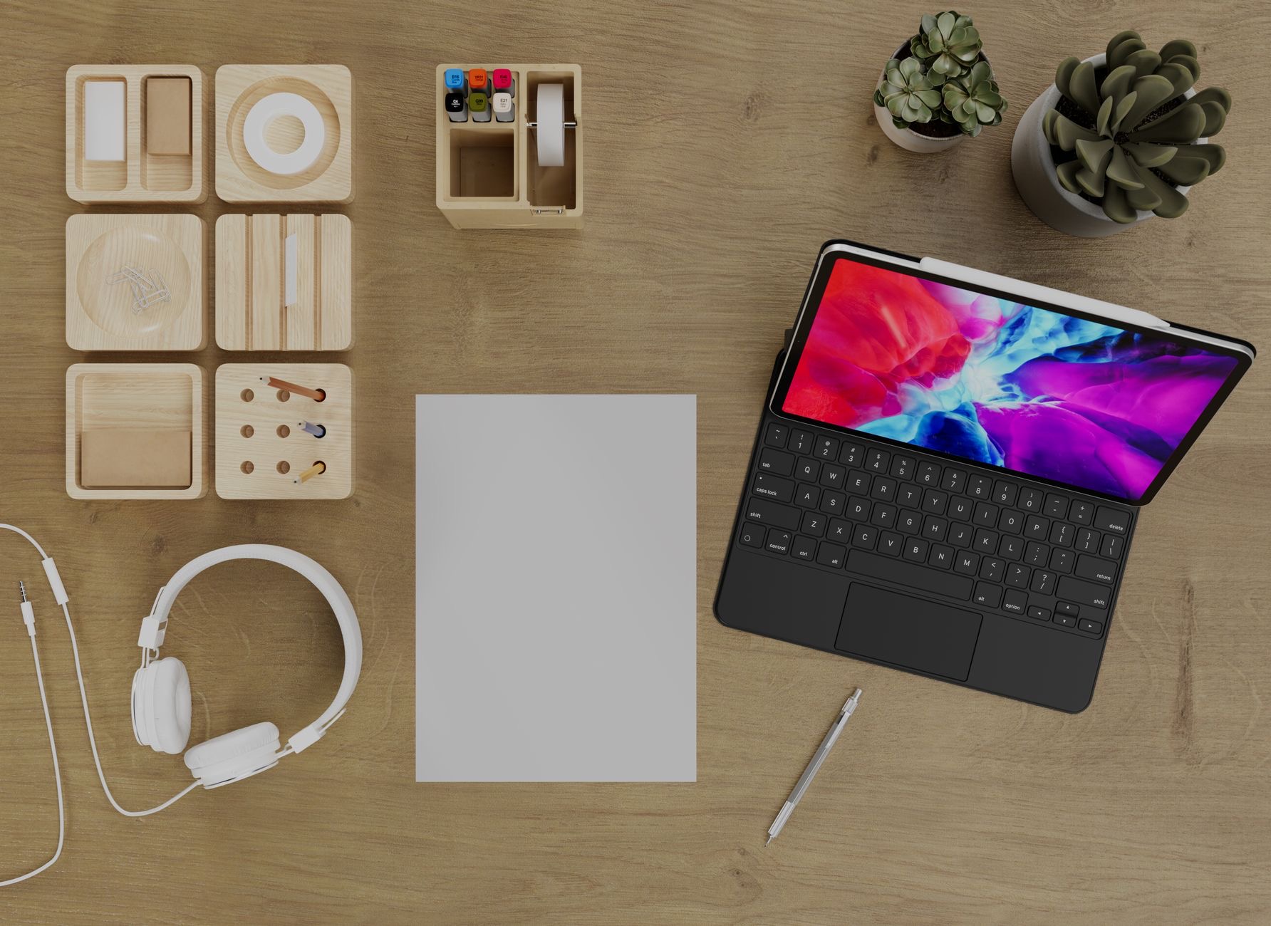 A tablet at its charging station