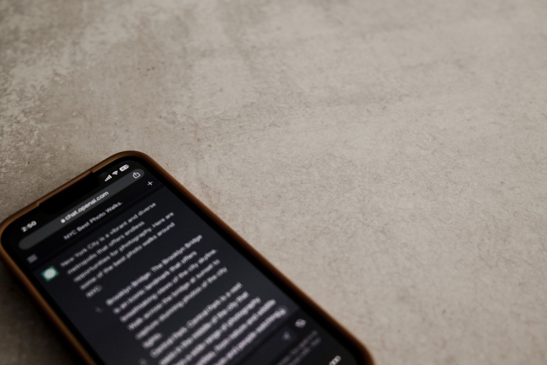 Close-up of a messages screen