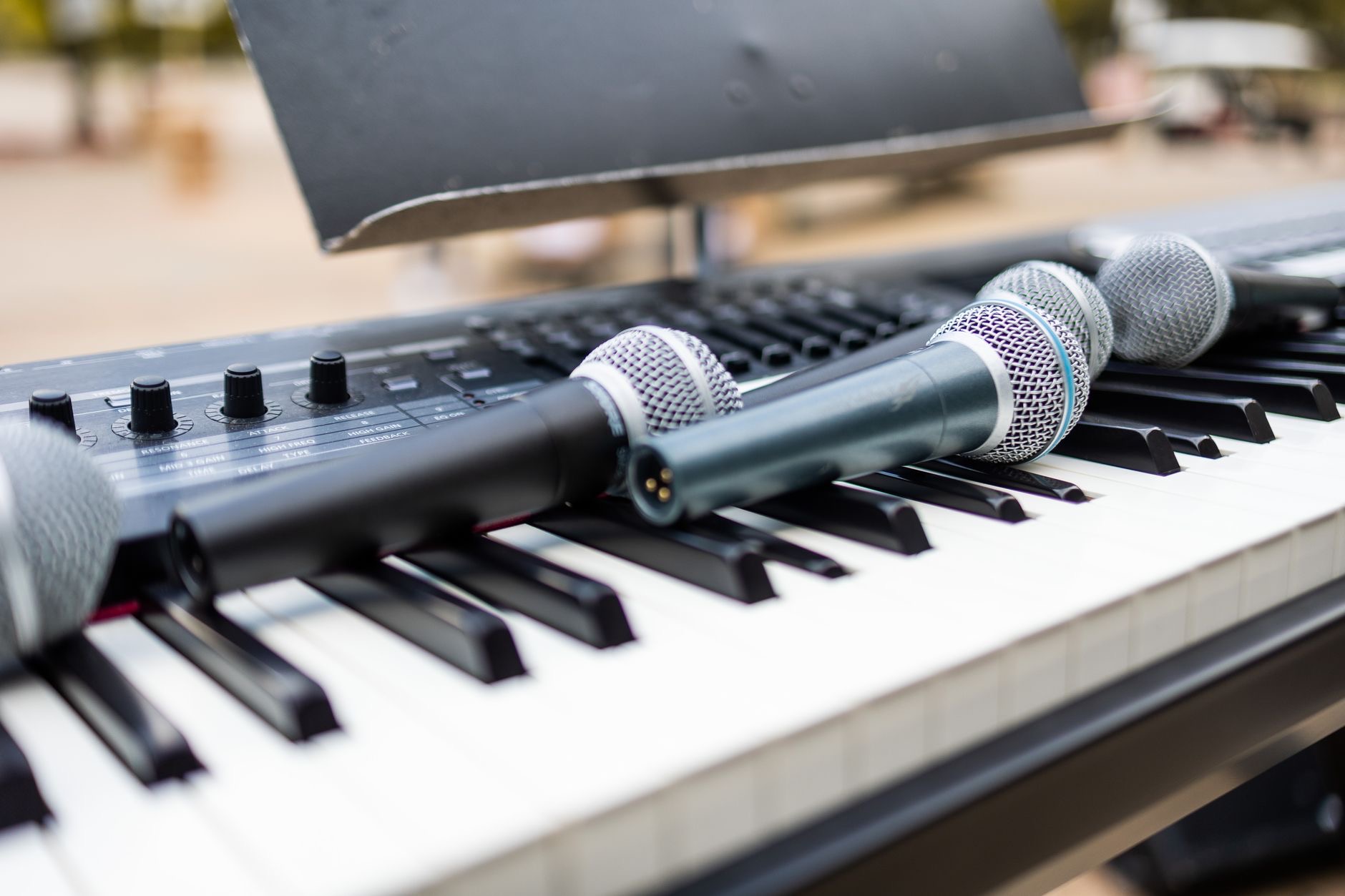 Close-up of a phone keyboard with mic