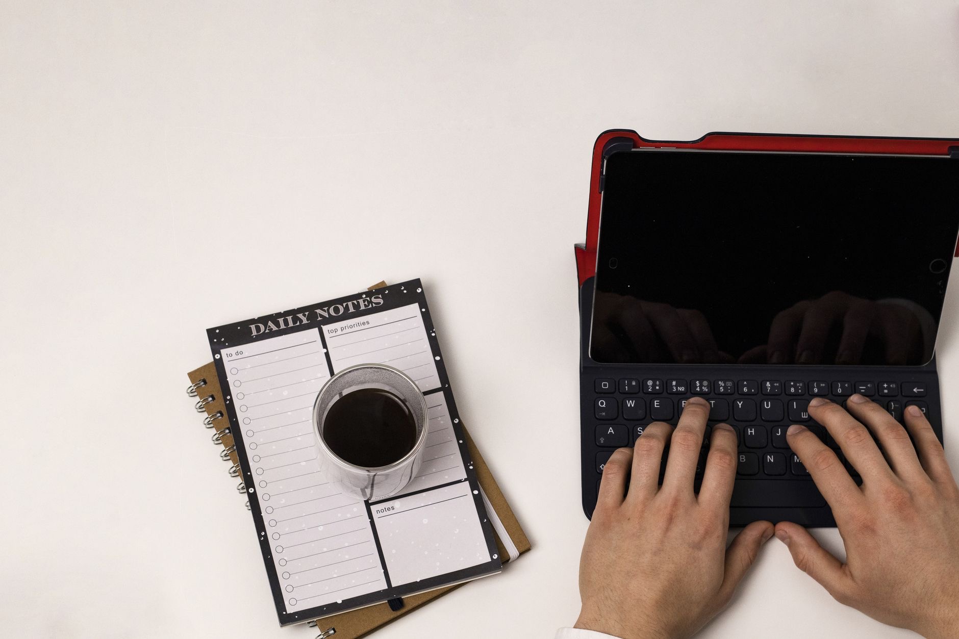 Typing on an iPad keyboard case