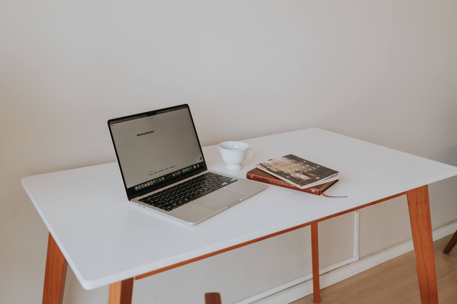Laptop open on a desk