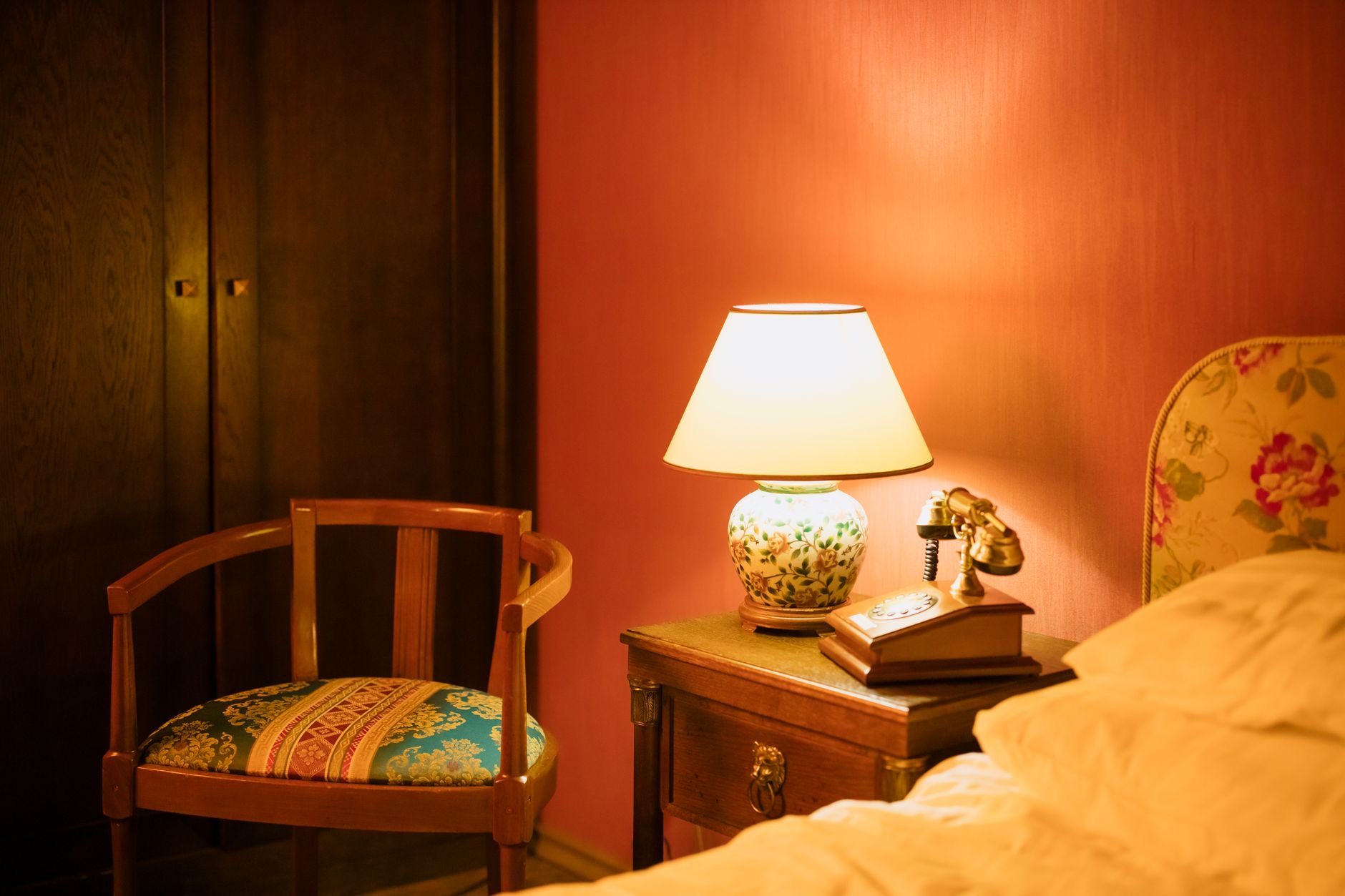 A phone on a nightstand